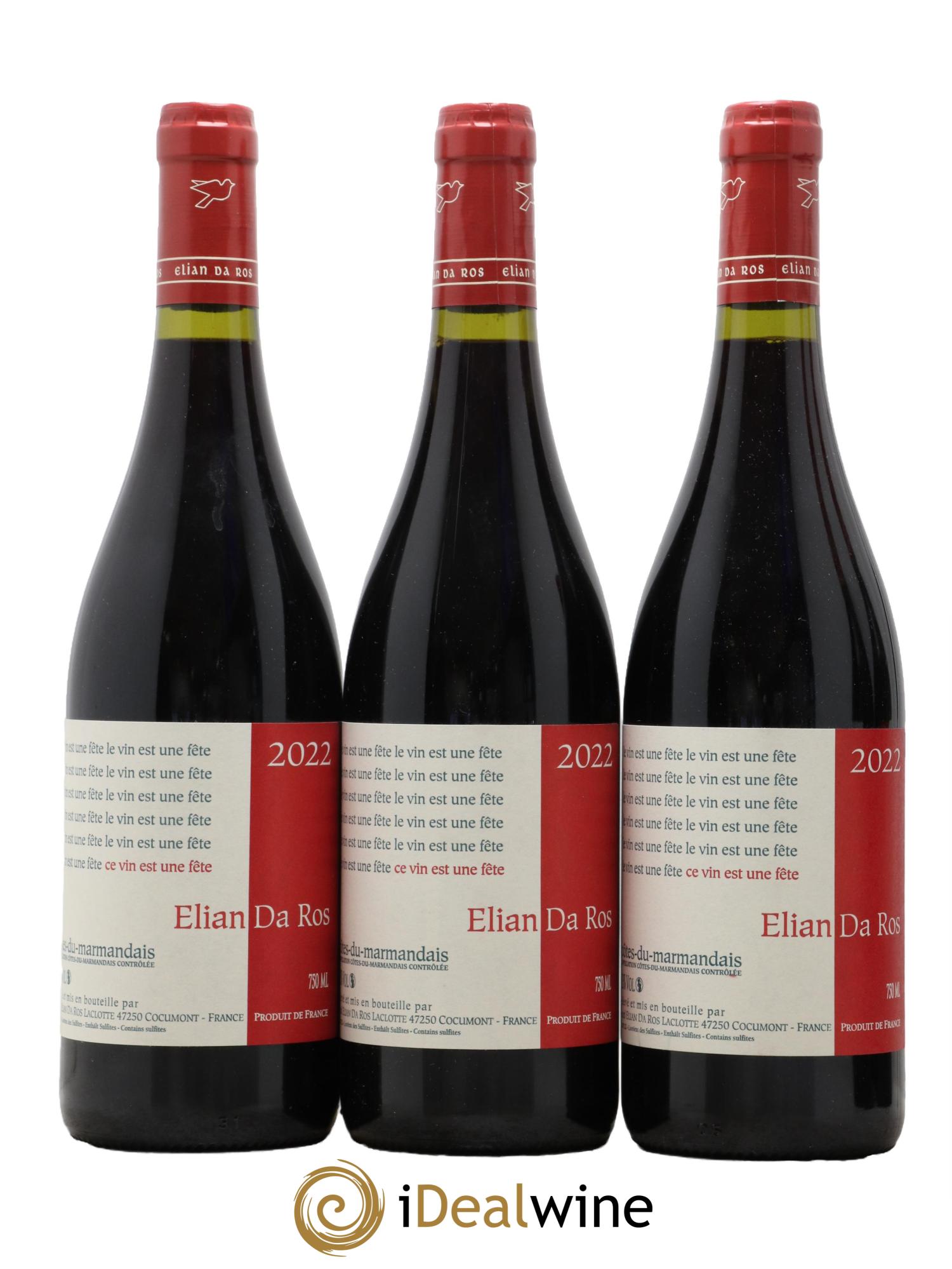 Côtes du Marmandais Le vin est une fête Elian Da Ros (Domaine) 2022 - Lotto di 3 bottiglie - 0