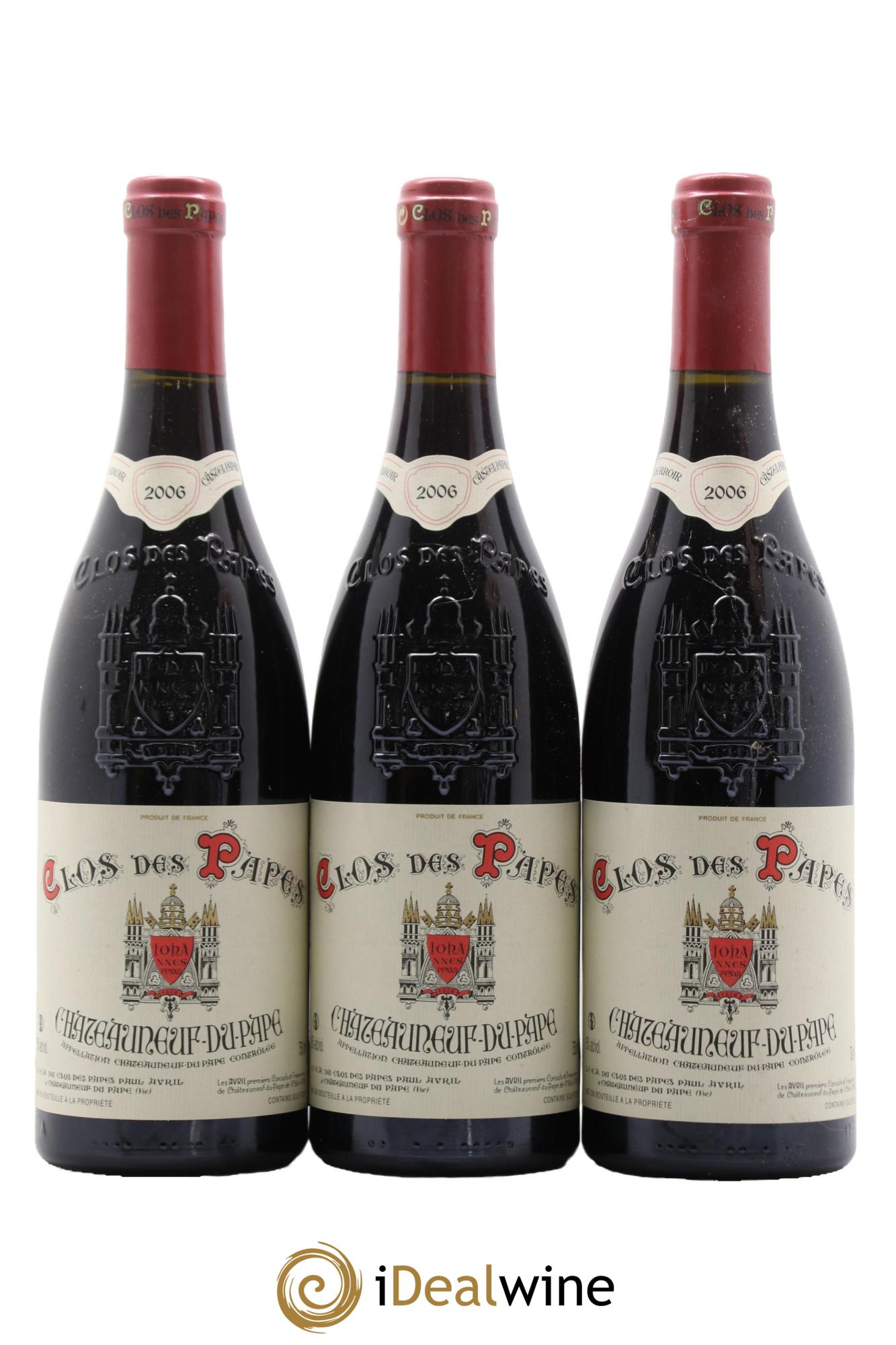 Châteauneuf-du-Pape Clos des Papes - Paul Avril 2006 - Lot de 3 bouteilles - 0