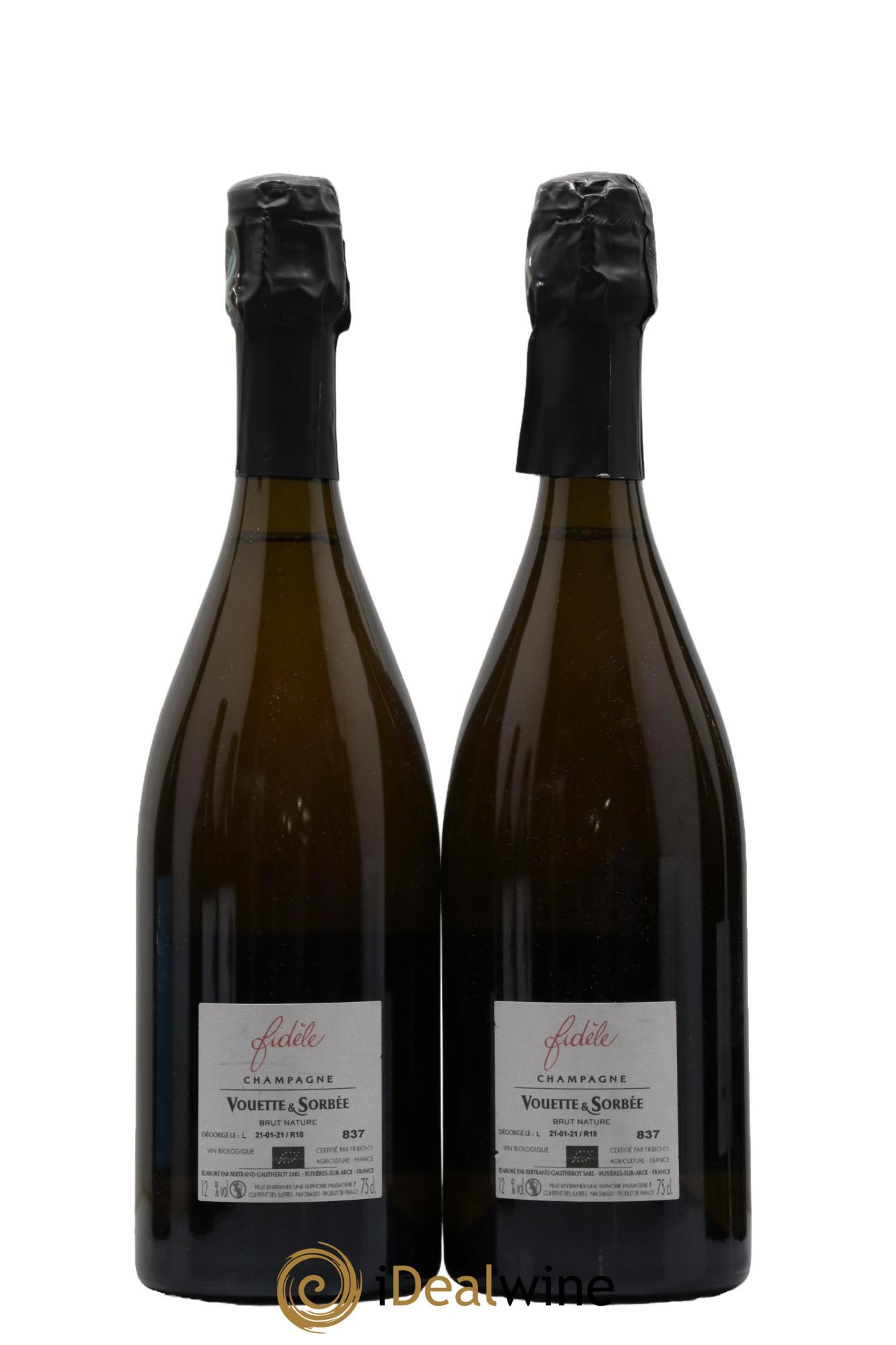 Fidèle Blanc de Noirs  Vouette et Sorbée 2018 - Lot de 2 bouteilles - 1