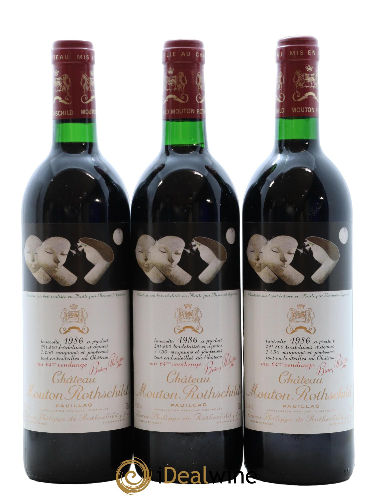 Château Mouton Rothschild 1er Grand Cru Classé 1986 - Lot of 3 bottles - 0