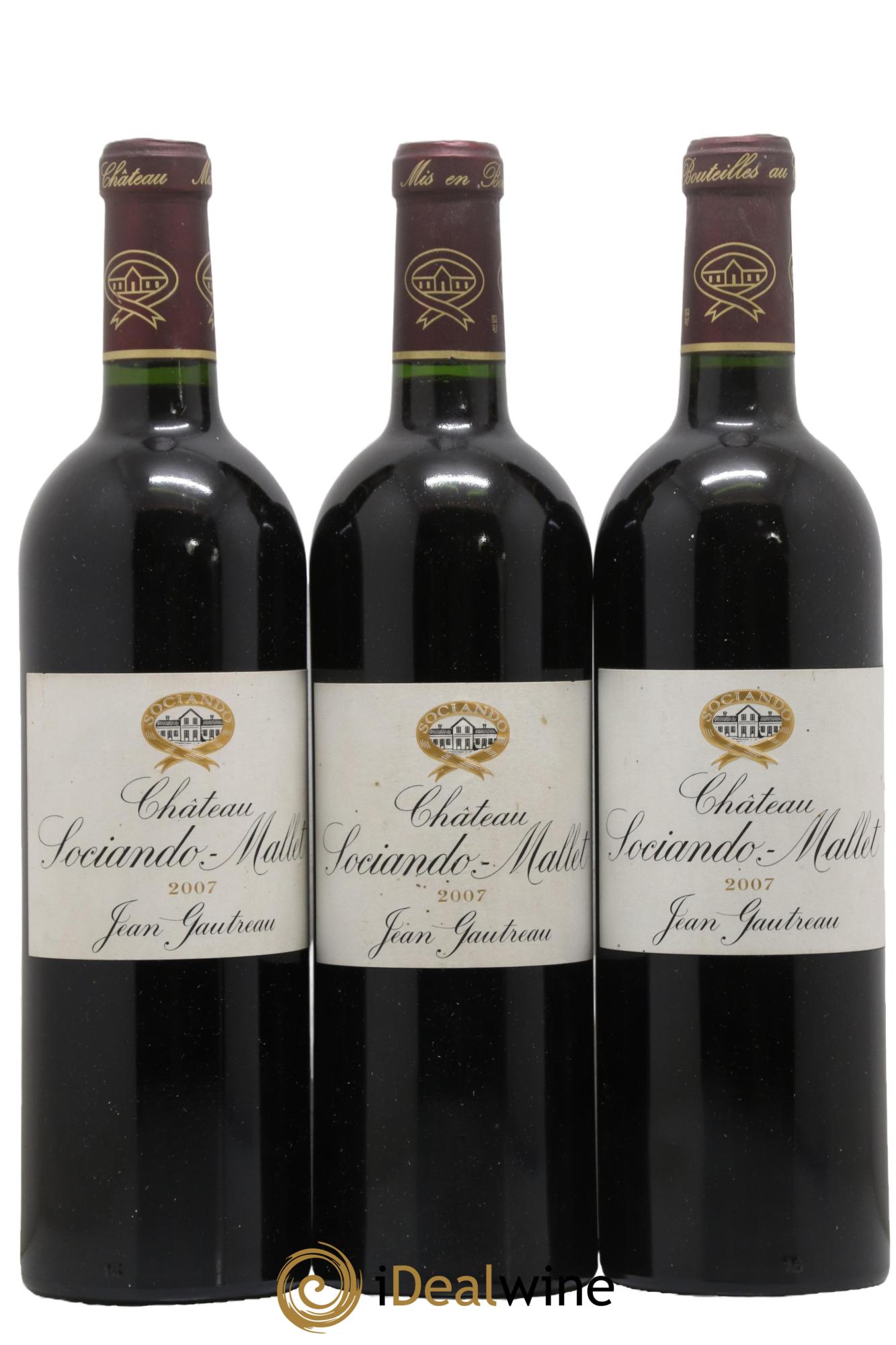 Château Sociando Mallet 2007 - Lot de 3 bouteilles - 0