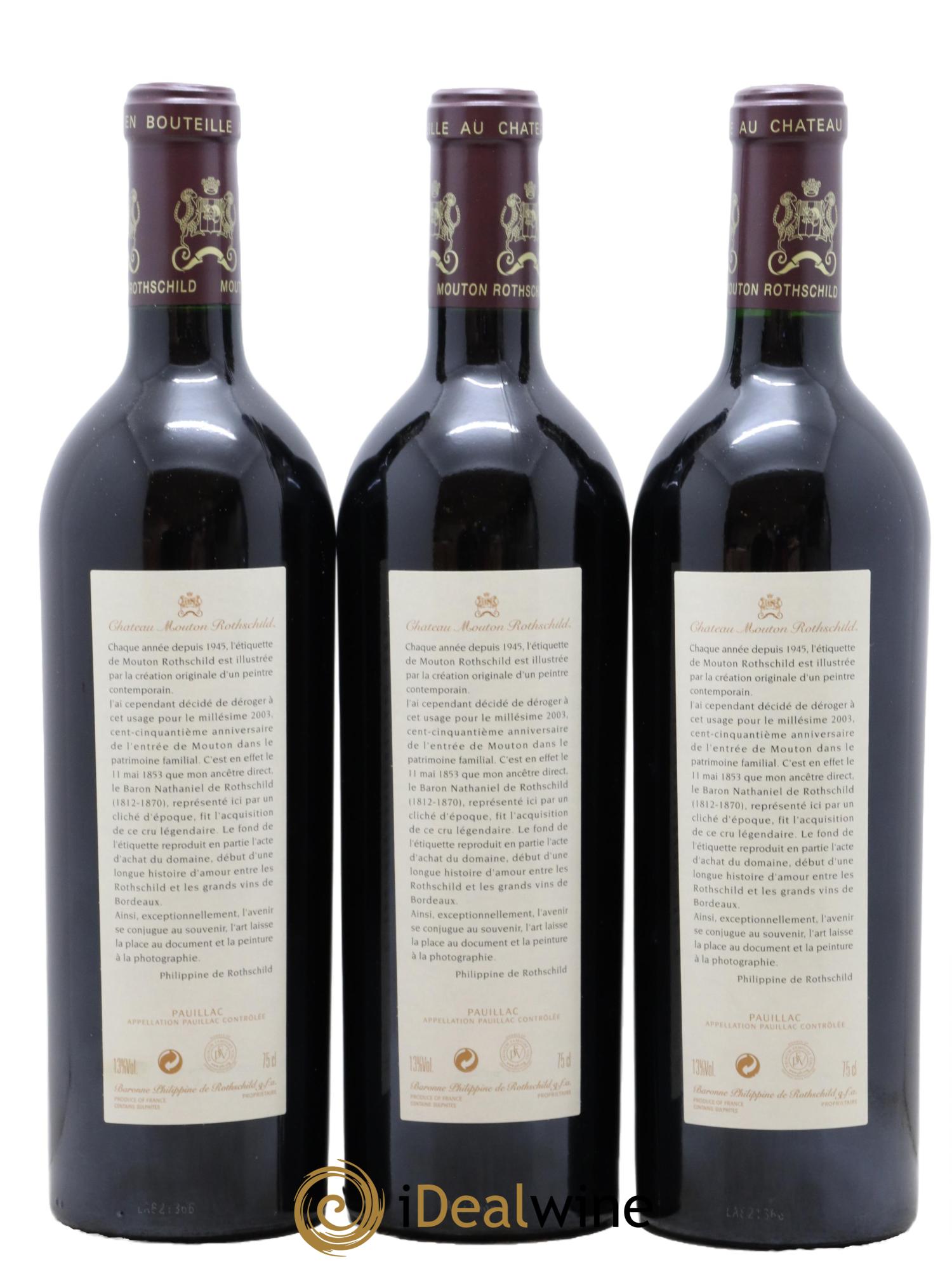 Château Mouton Rothschild 1er Grand Cru Classé  2003 - Posten von 12 Flaschen - 8