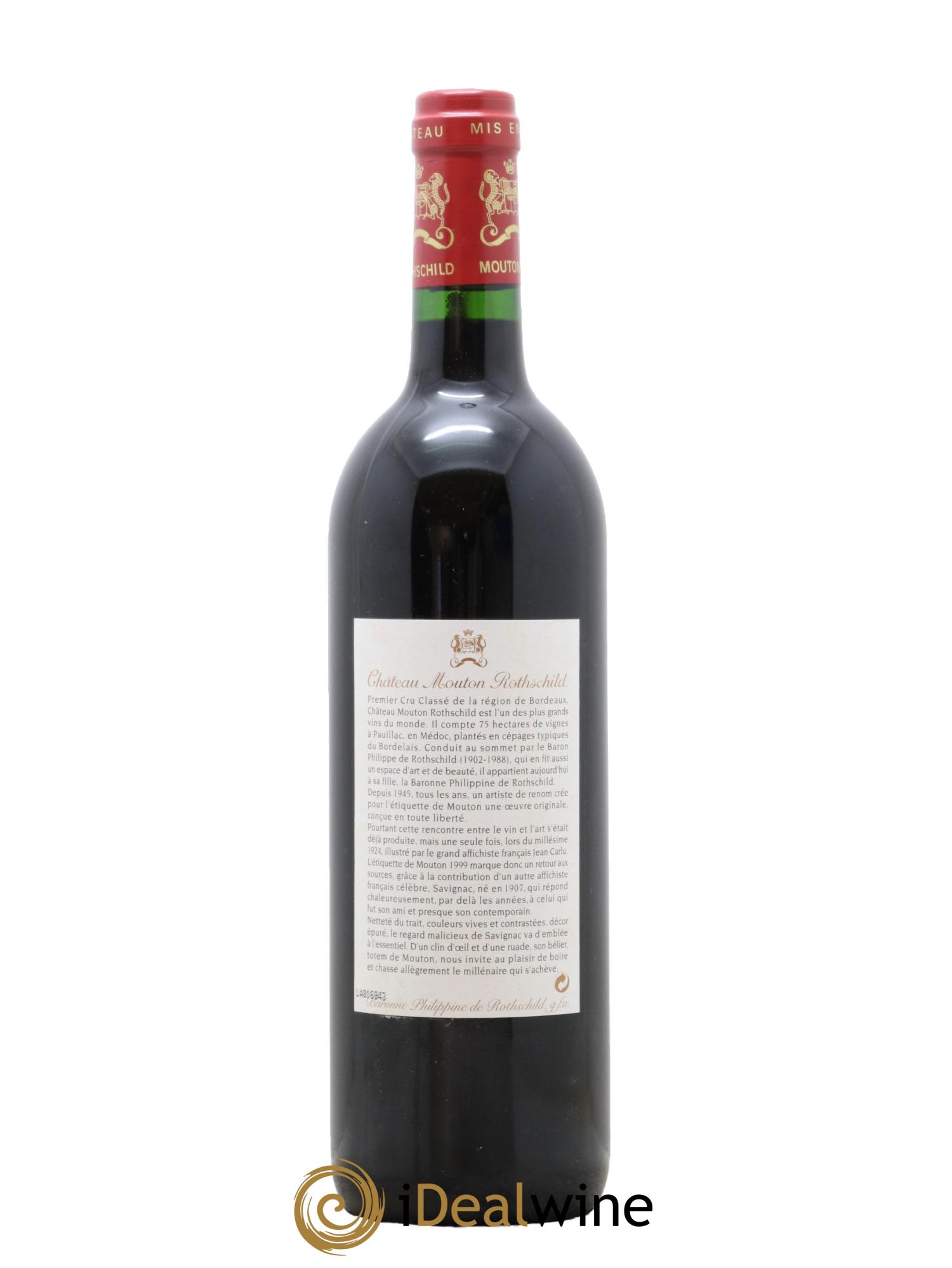 Château Mouton Rothschild 1er Grand Cru Classé 1999 - Lot de 1 bouteille - 1