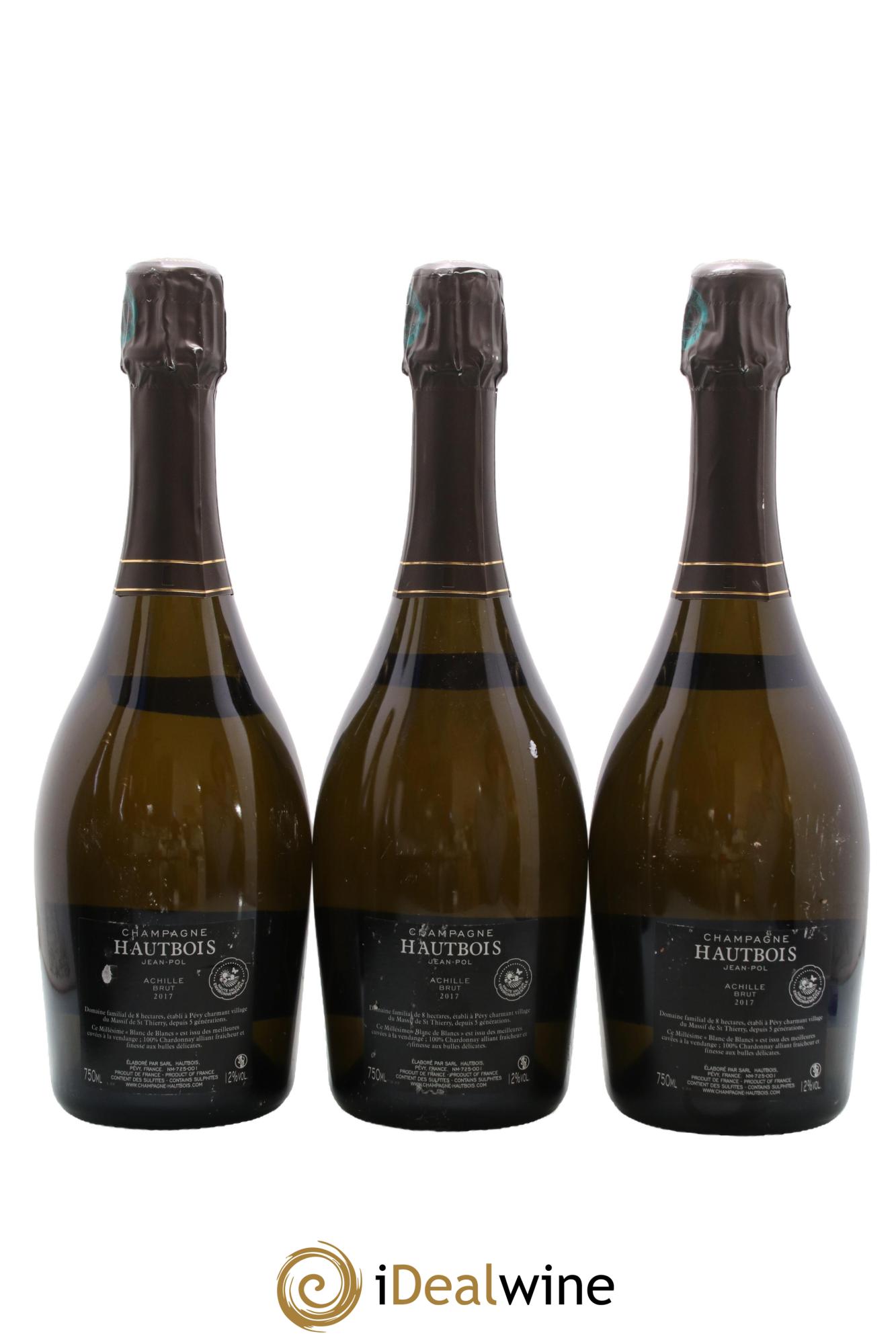 Champagne Cuvée Achille Jean-Pol Hautbois 2017 - Lotto di 3 bottiglie - 1