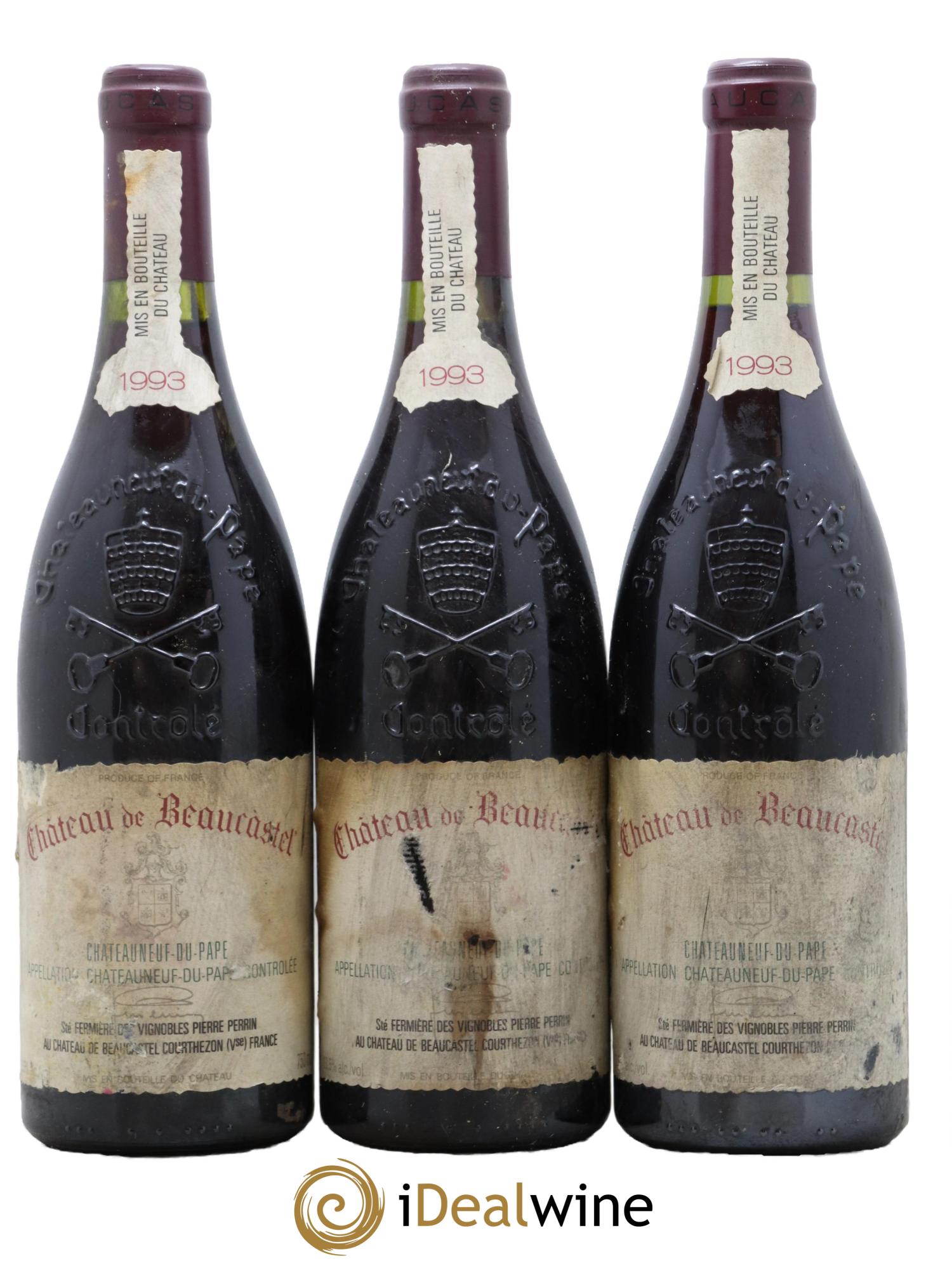 Châteauneuf-du-Pape Château de Beaucastel Famille Perrin 1993 - Lotto di 3 bottiglie - 0