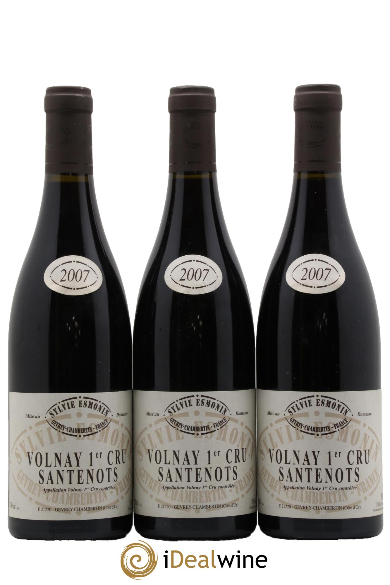 Volnay 1er Cru Santenots Sylvie Esmonin  2007 - Lot de 3 bouteilles - 0