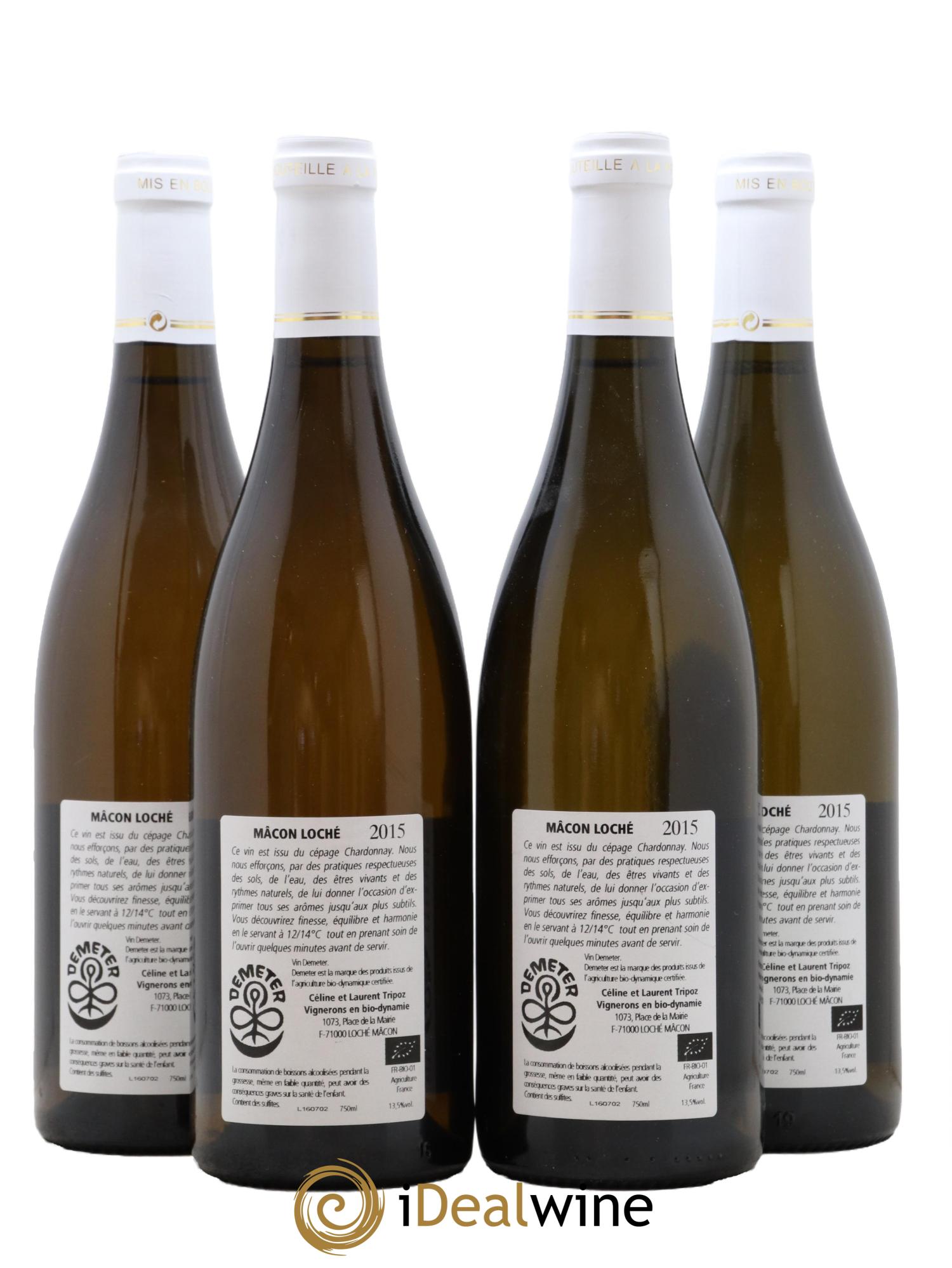 Mâcon Loche Cuvee Du Clocher Tripoz 2015 - Lot de 4 bouteilles - 1