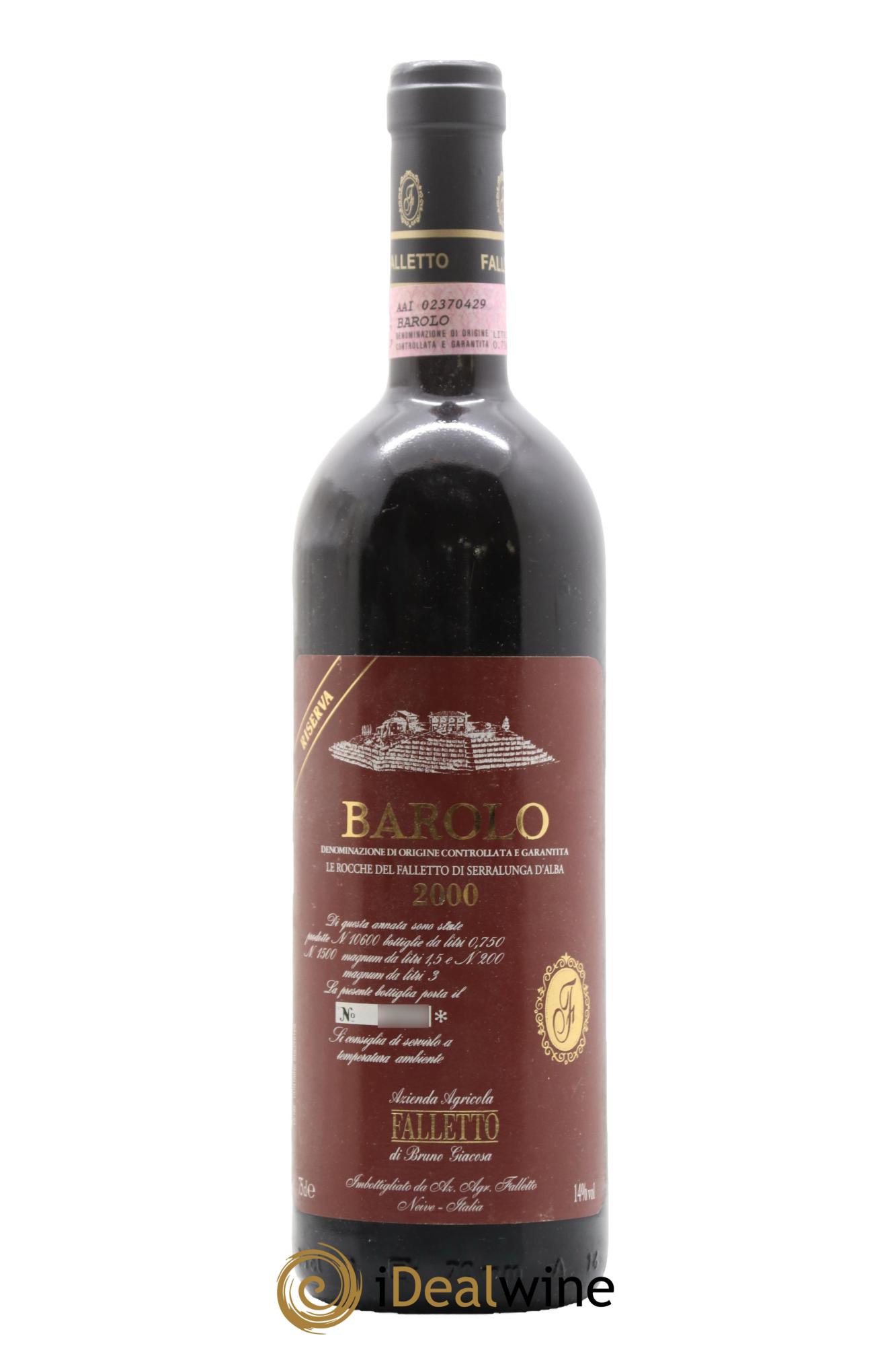 Barolo DOCG Riserva Le Rocche del Falletto Falletto - Bruno Giacosa 2000 - Posten von 1 Flasche - 0