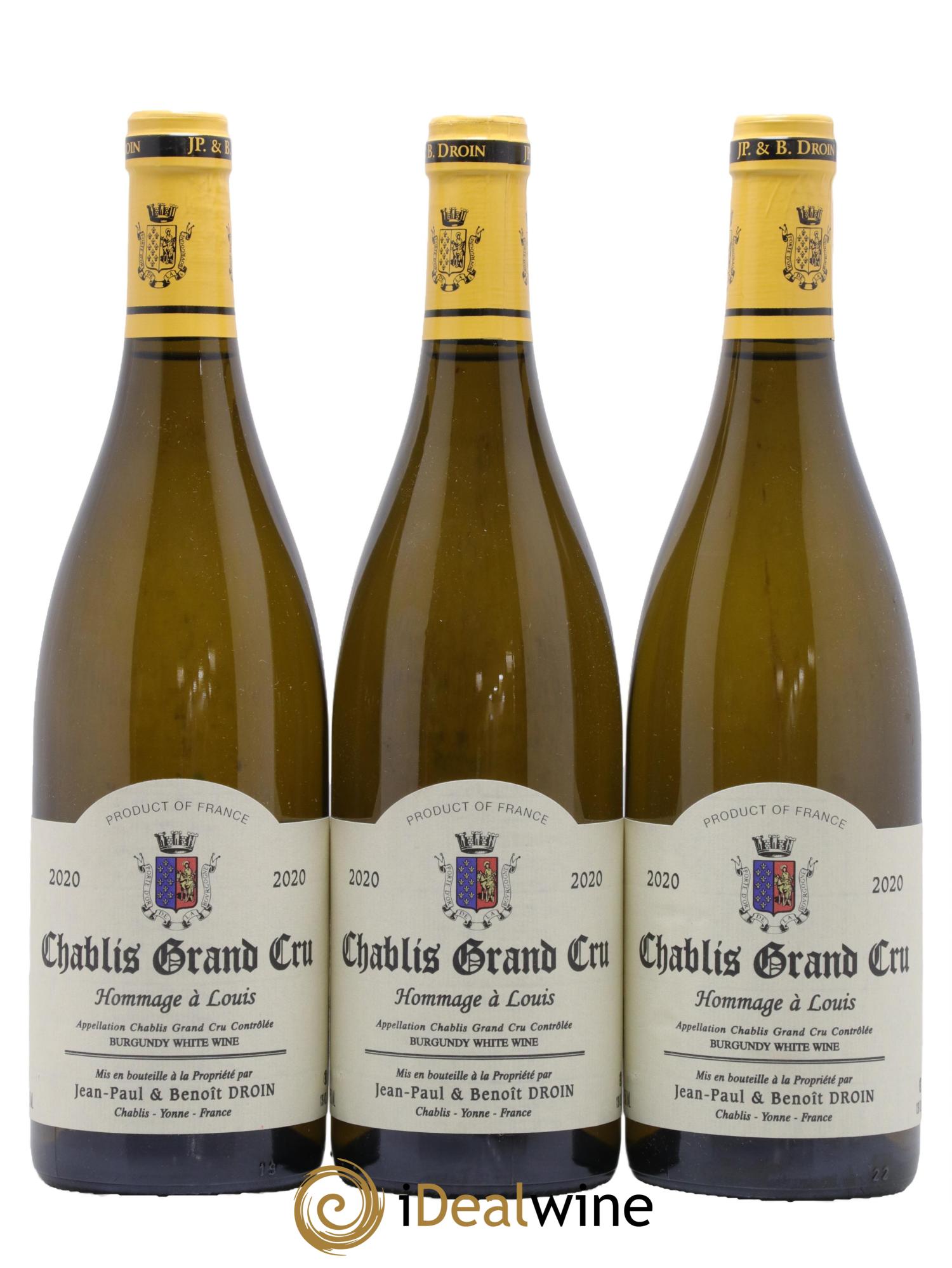 Chablis Grand Cru Hommage à Louis Jean-Paul & Benoît Droin (Domaine) 2020 - Posten von 3 Flaschen - 0