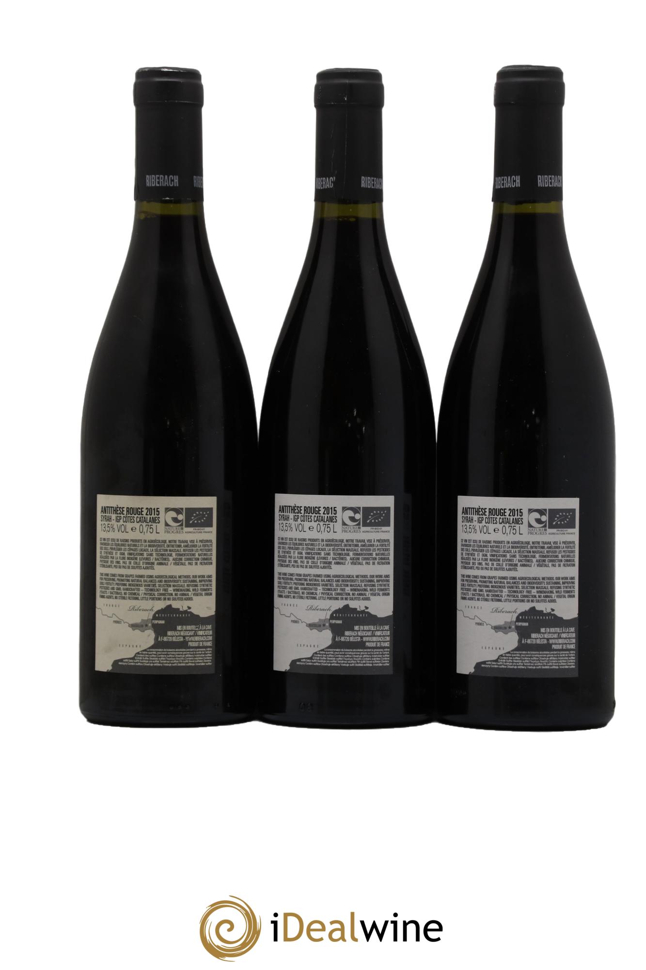 IGP Côtes Catalanes (VDP des Côtes Catalanes) Antithese Domaine Riberach 2015 - Lotto di 3 bottiglie - 1