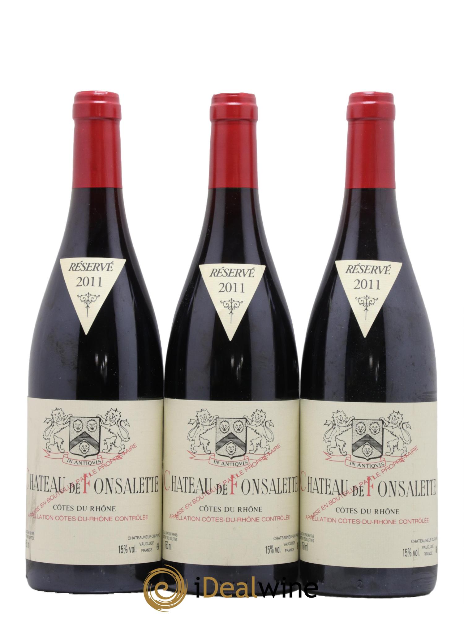 Côtes du Rhône Château de Fonsalette Emmanuel Reynaud  2011 - Lot de 3 bouteilles - 0