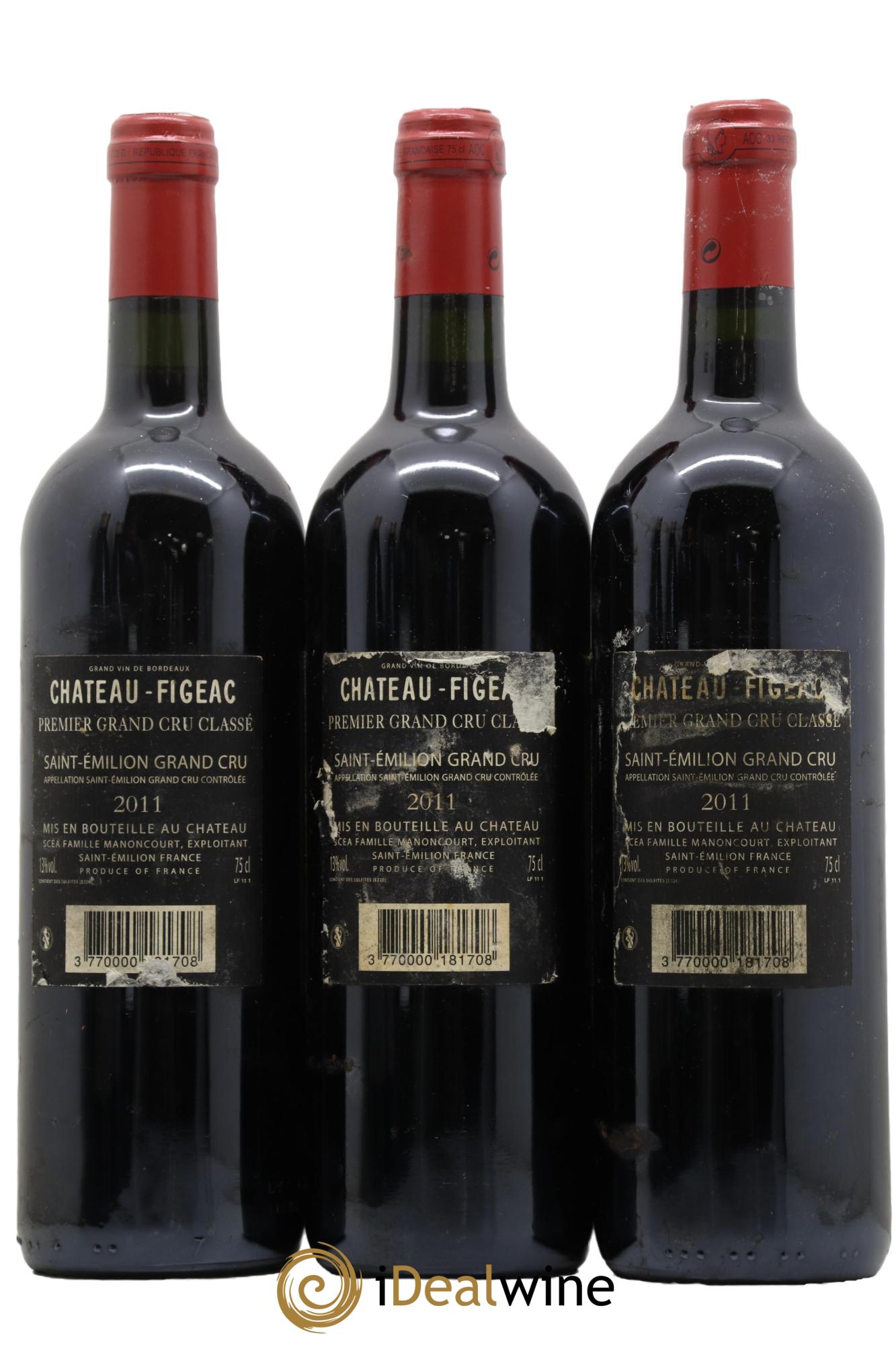 Château Figeac 1er Grand Cru Classé A 2011 - Lotto di 3 bottiglie - 1