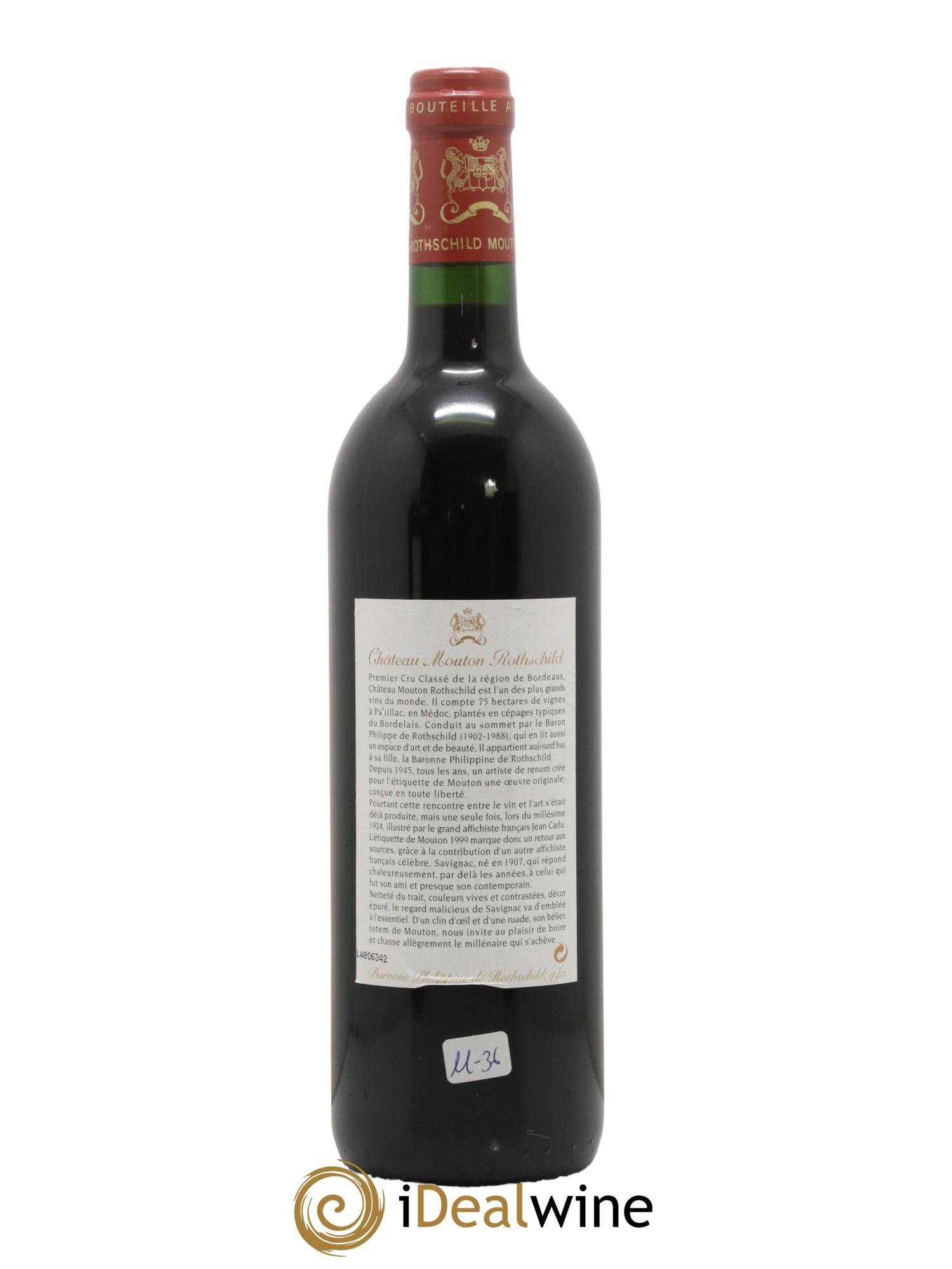 Château Mouton Rothschild 1er Grand Cru Classé 1999 - Posten von 1 Flasche - 1