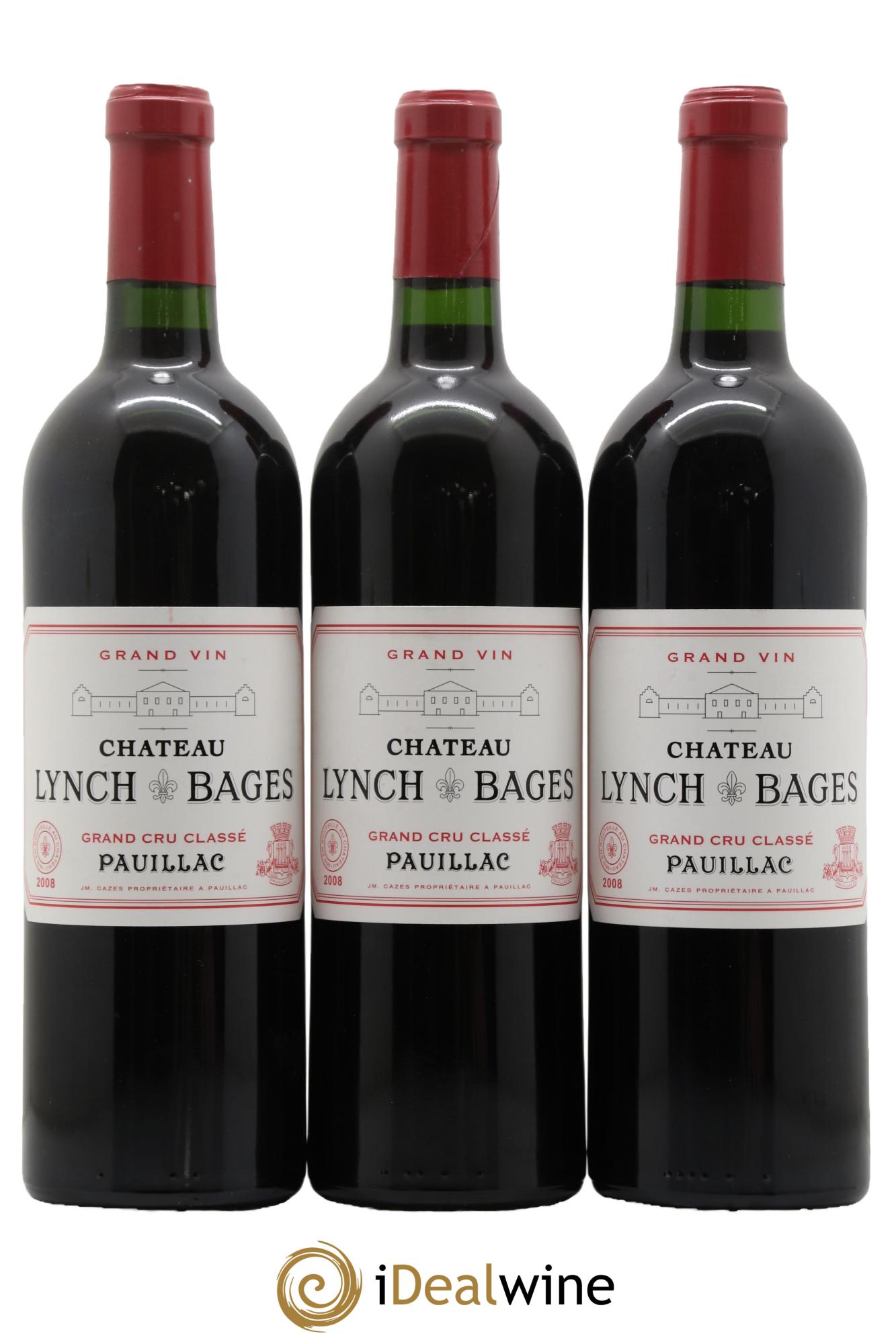 Château Lynch Bages 5ème Grand Cru Classé 2008 - Lotto di 3 bottiglie - 0