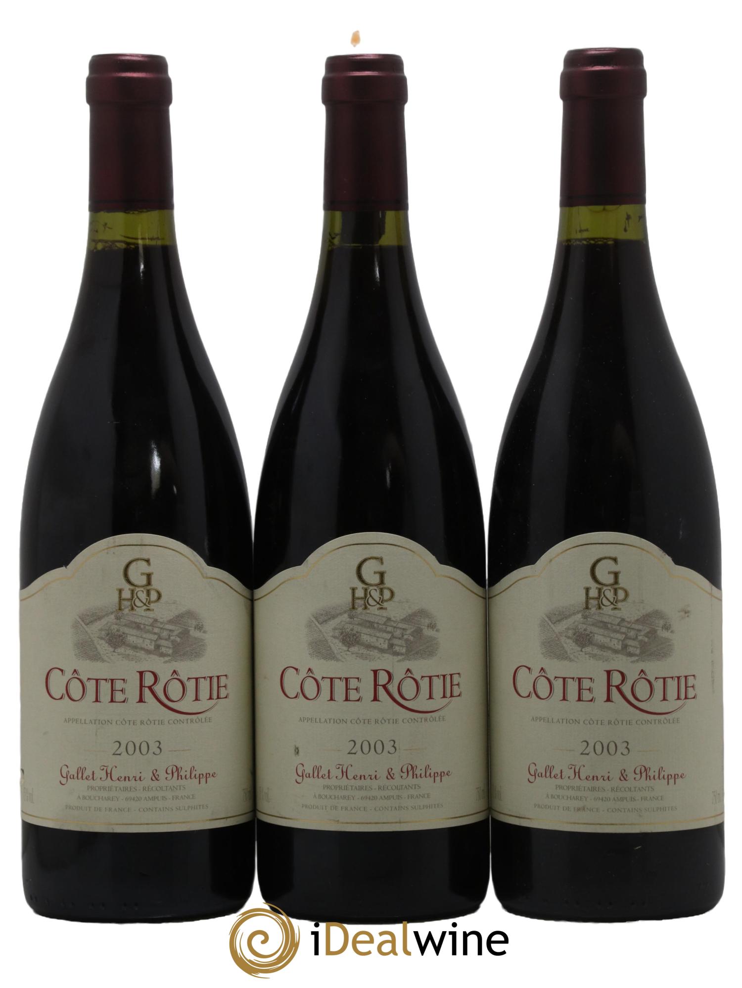 Côte-Rôtie Domaine Gallet 2003 - Lotto di 3 bottiglie - 0