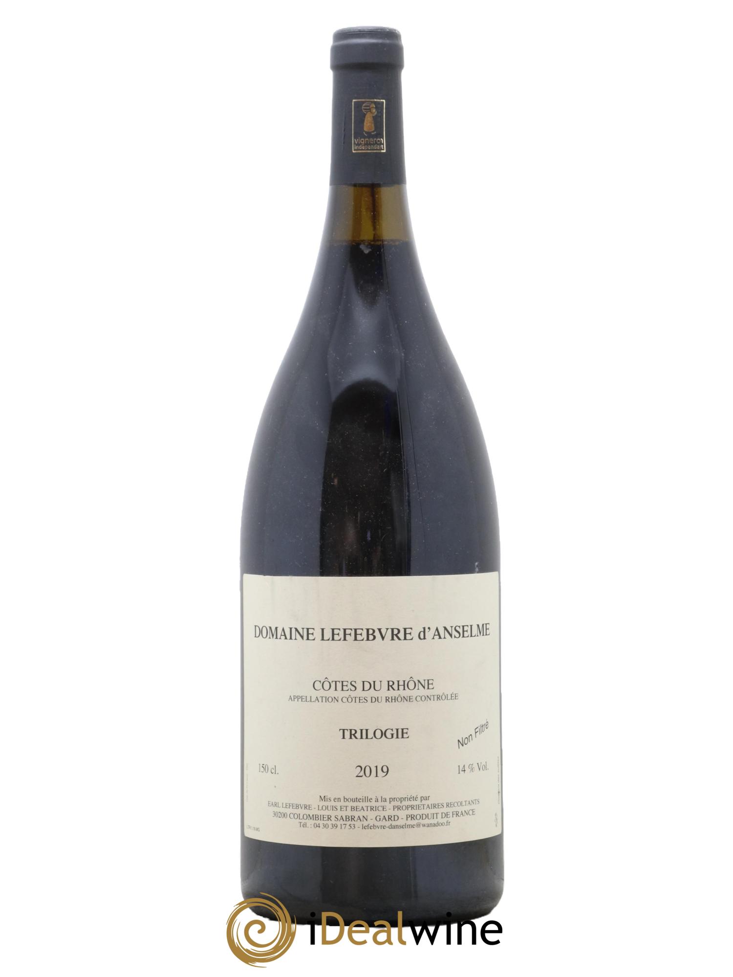 Côtes du Rhône Trilogie Domaine Lefebvre d'Anselme 2019 - Lot of 1 magnum - 0