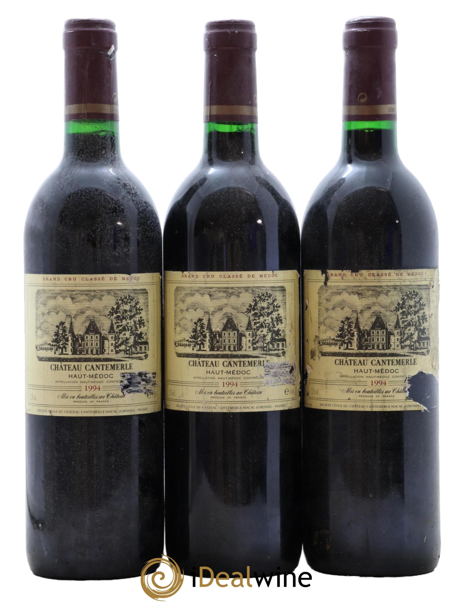 Château Cantemerle 5ème Grand Cru Classé 1994 - Posten von 3 Flaschen - 0