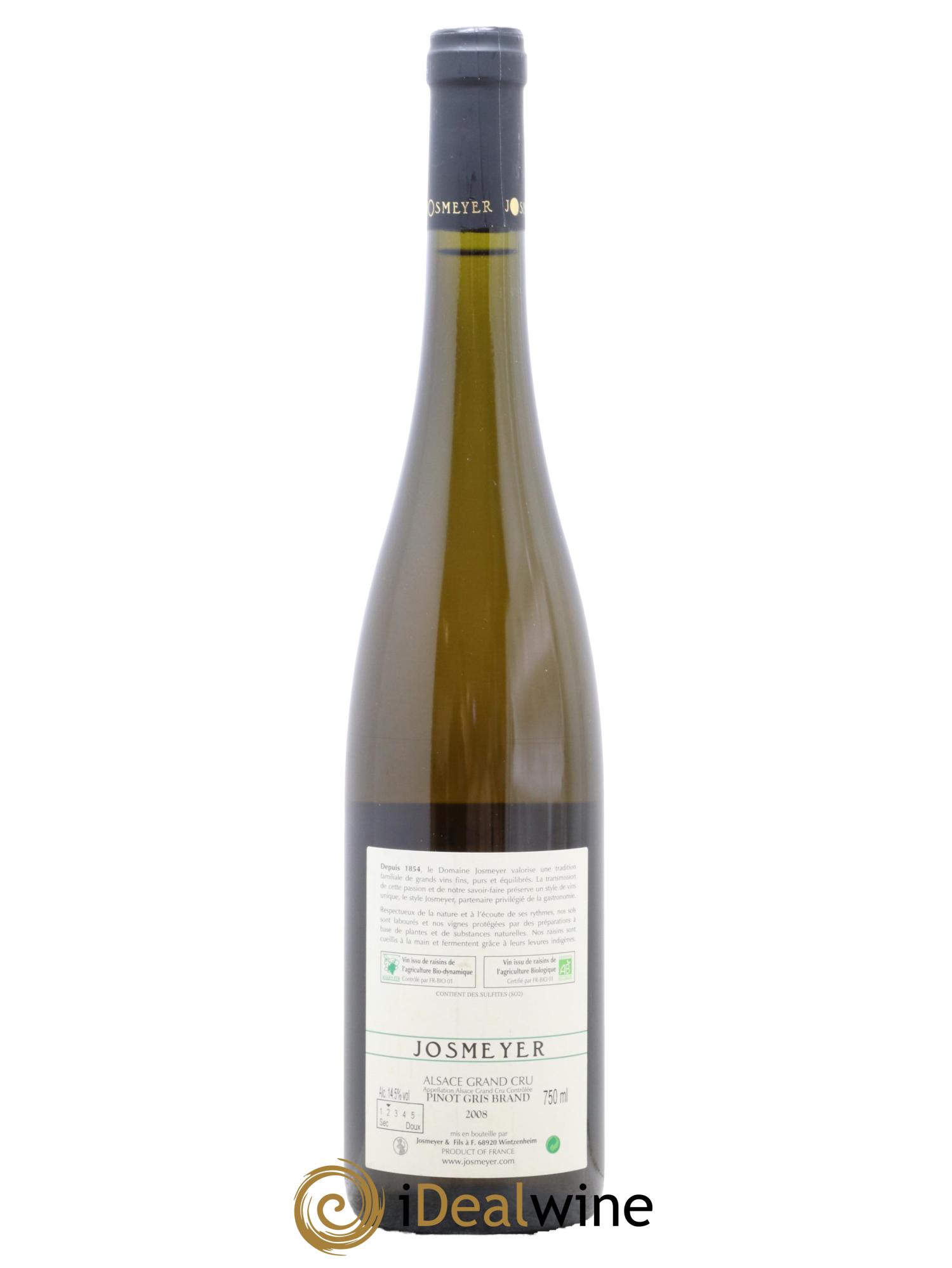 Alsace Pinot Gris Grand Cru Brand Josmeyer (Domaine)  2008 - Lotto di 1 bottiglia - 1