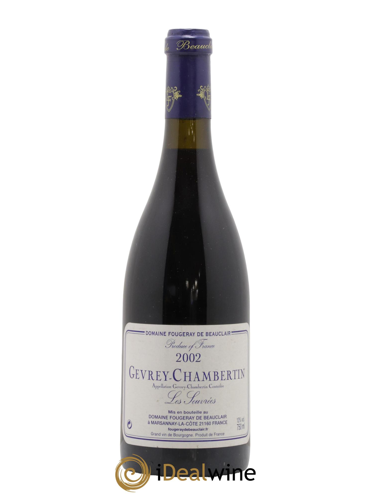 Gevrey-Chambertin Les Seuvrees Fougeray De Beauclair 2002 - Posten von 1 Flasche - 0