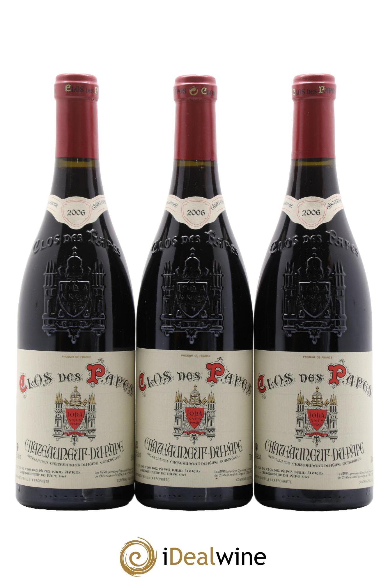 Châteauneuf-du-Pape Clos des Papes - Paul Avril 2006 - Lot de 3 bouteilles - 0