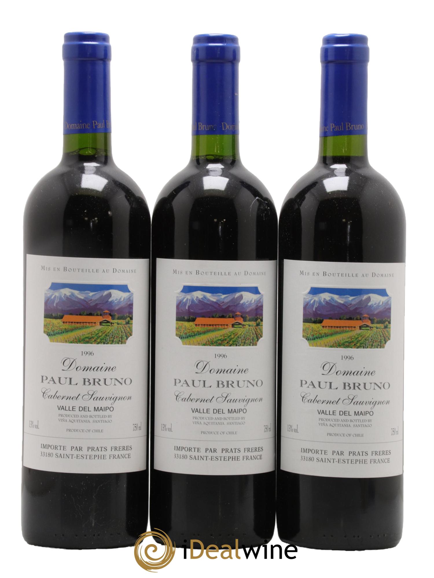 Maipo Domaine Paul Bruno Cabernet Sauvignon 1996 - Lot of 3 bottles - 0