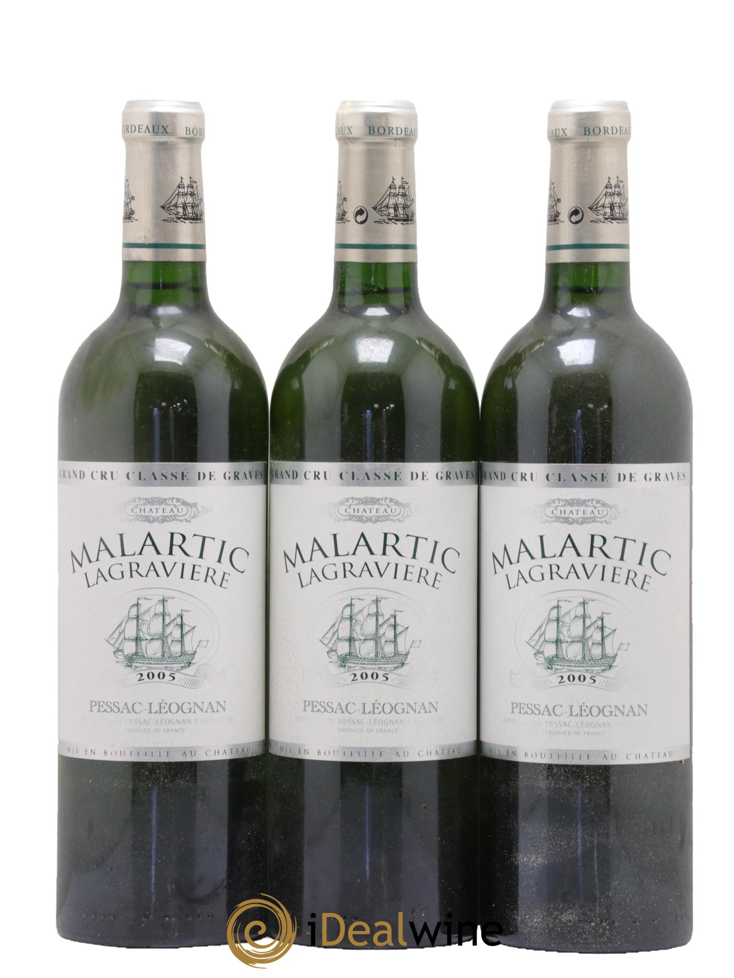 Château Malartic-Lagravière Cru Classé de Graves 2005 - Posten von 3 Flaschen - 0