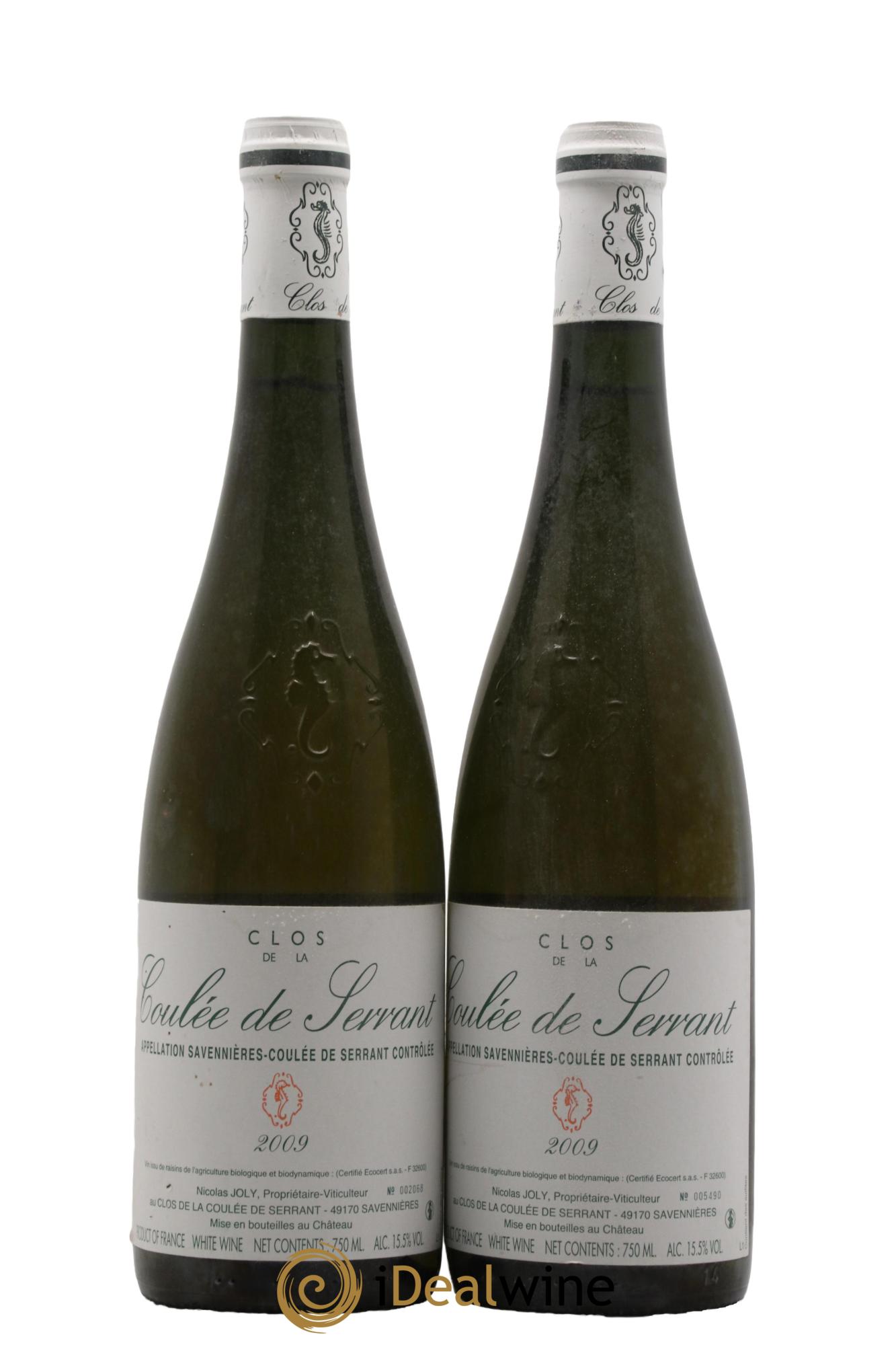 Savennières Clos de la Coulée de Serrant Vignobles de la Coulée de Serrant - Nicolas Joly 2009 - Lot of 2 bottles - 0