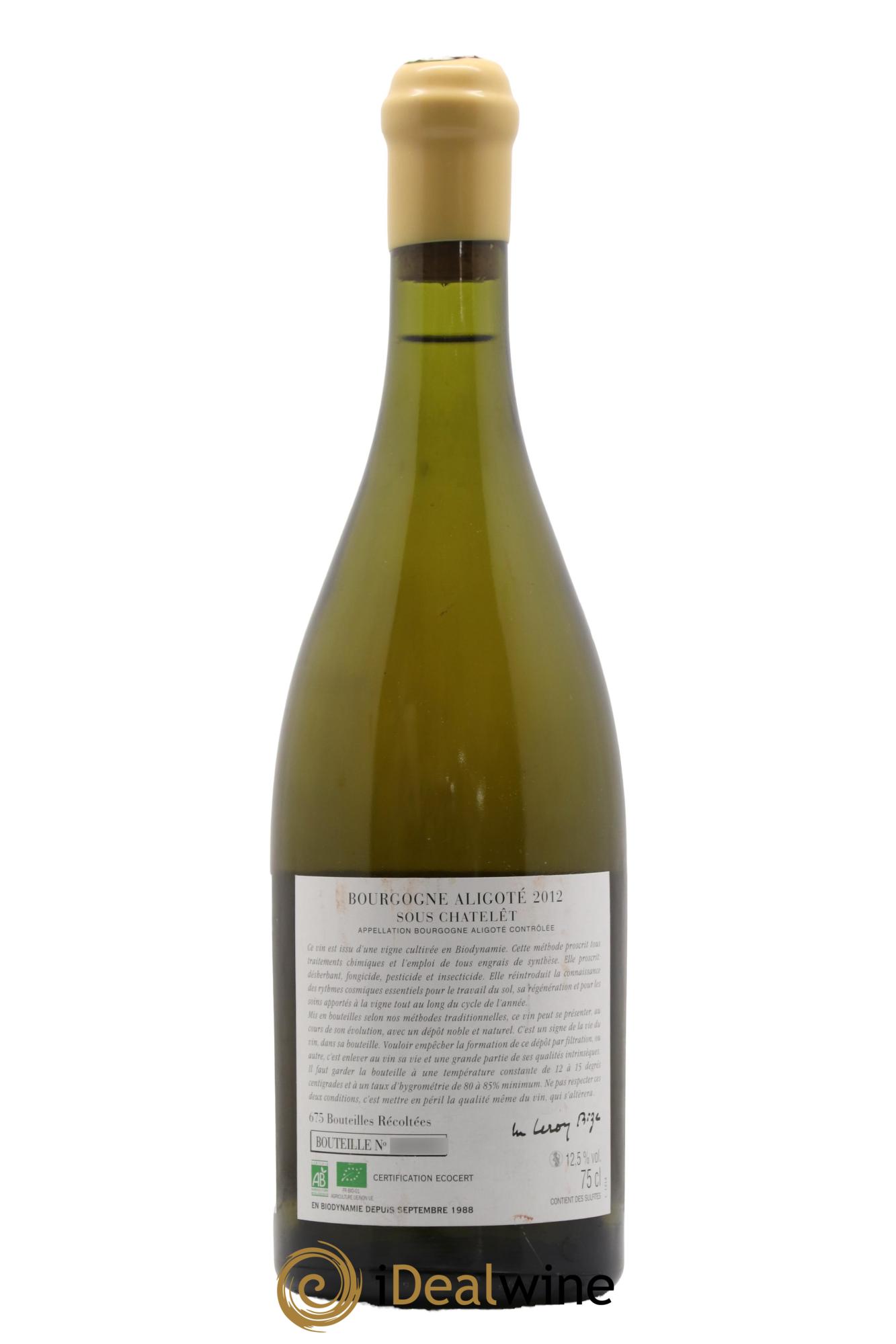 Bourgogne Aligoté Sous Chatelet d'Auvenay (Domaine) 2012 - Lot de 1 bouteille - 1