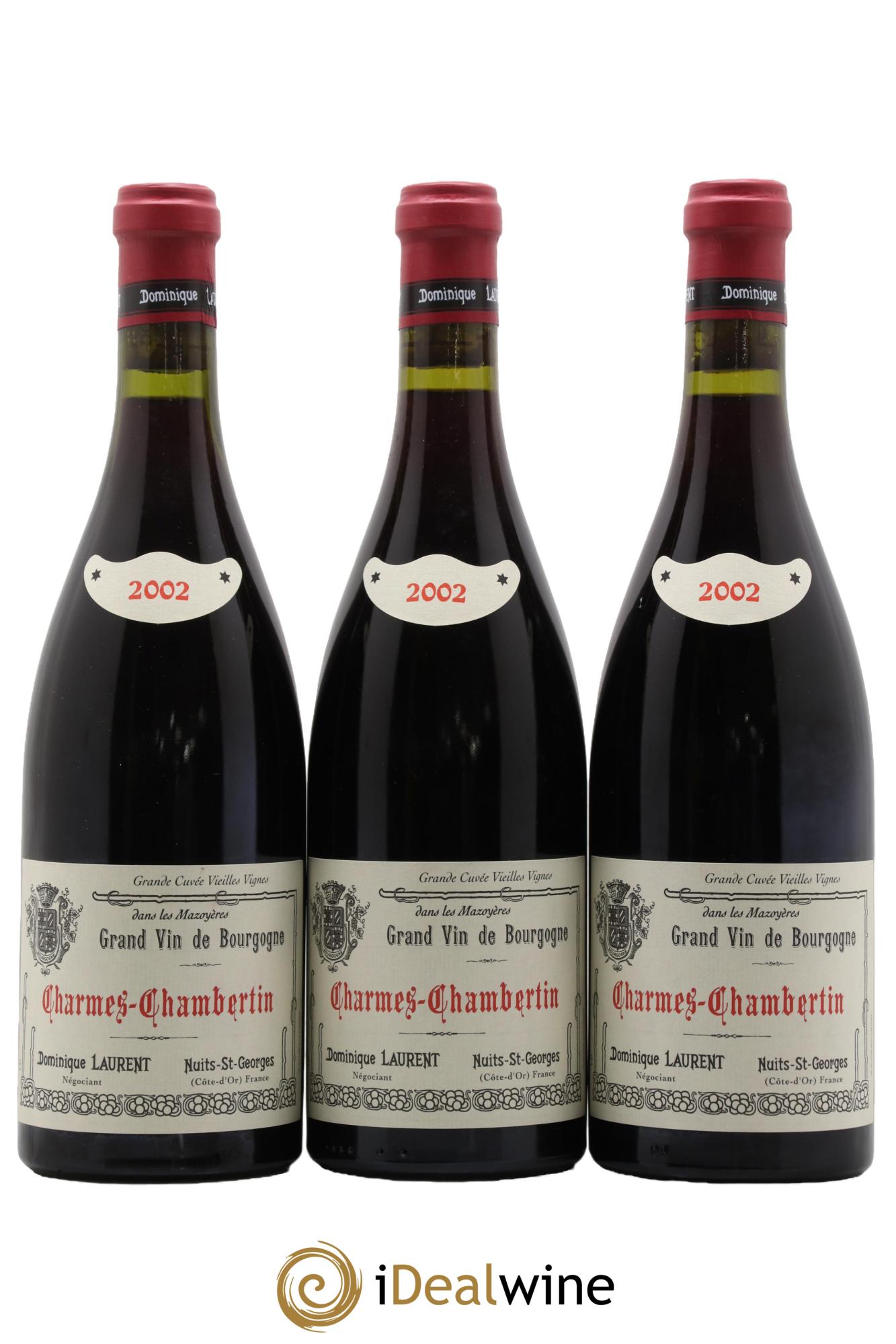 Charmes-Chambertin Grand Cru Vieilles Vignes Dominique Laurent 2002 - Lot of 3 bottles - 0