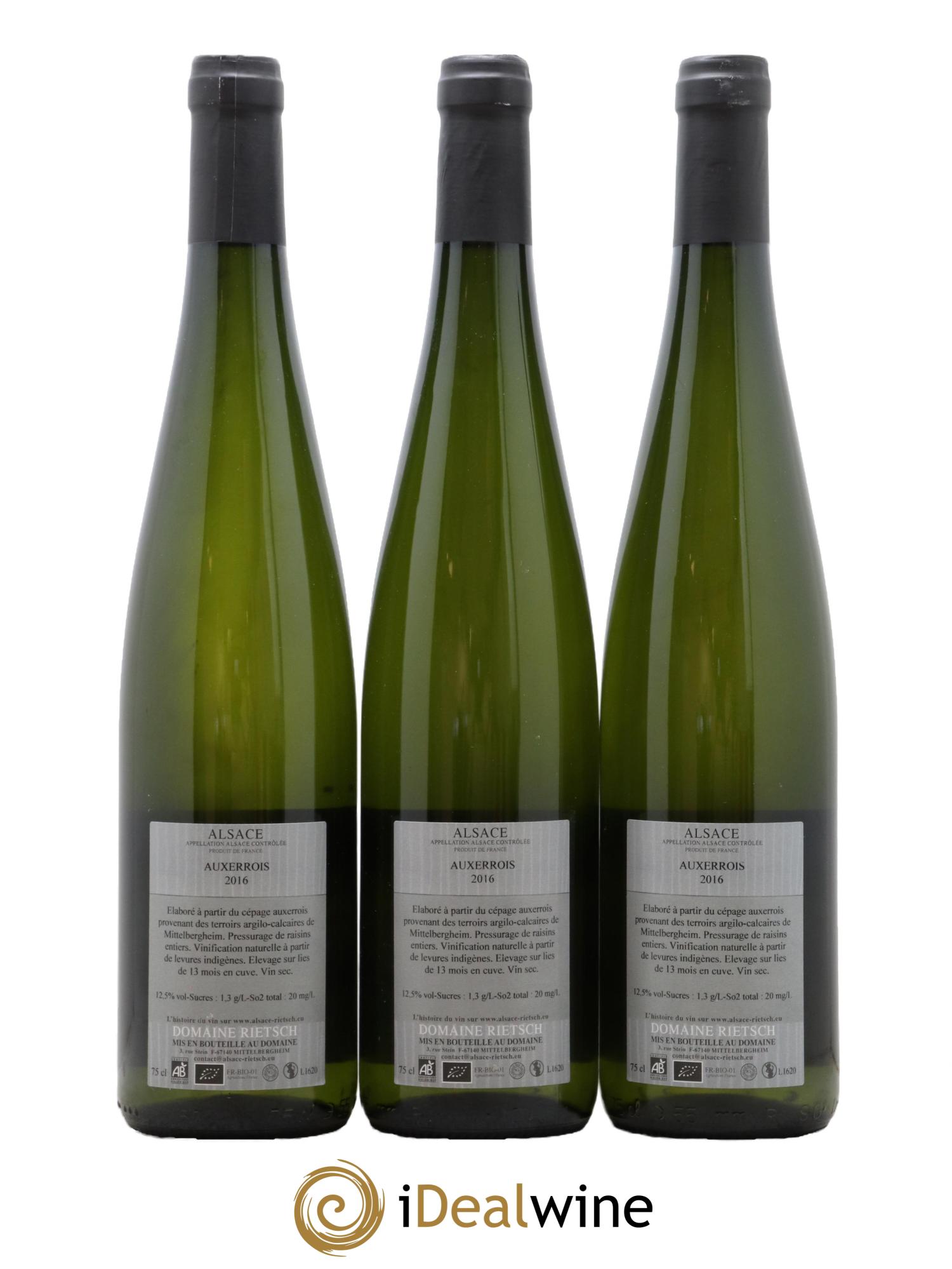 Alsace Entre Chien et Loup Rietsch Pinot Auxerrois 2016 - Lot de 3 bouteilles - 1