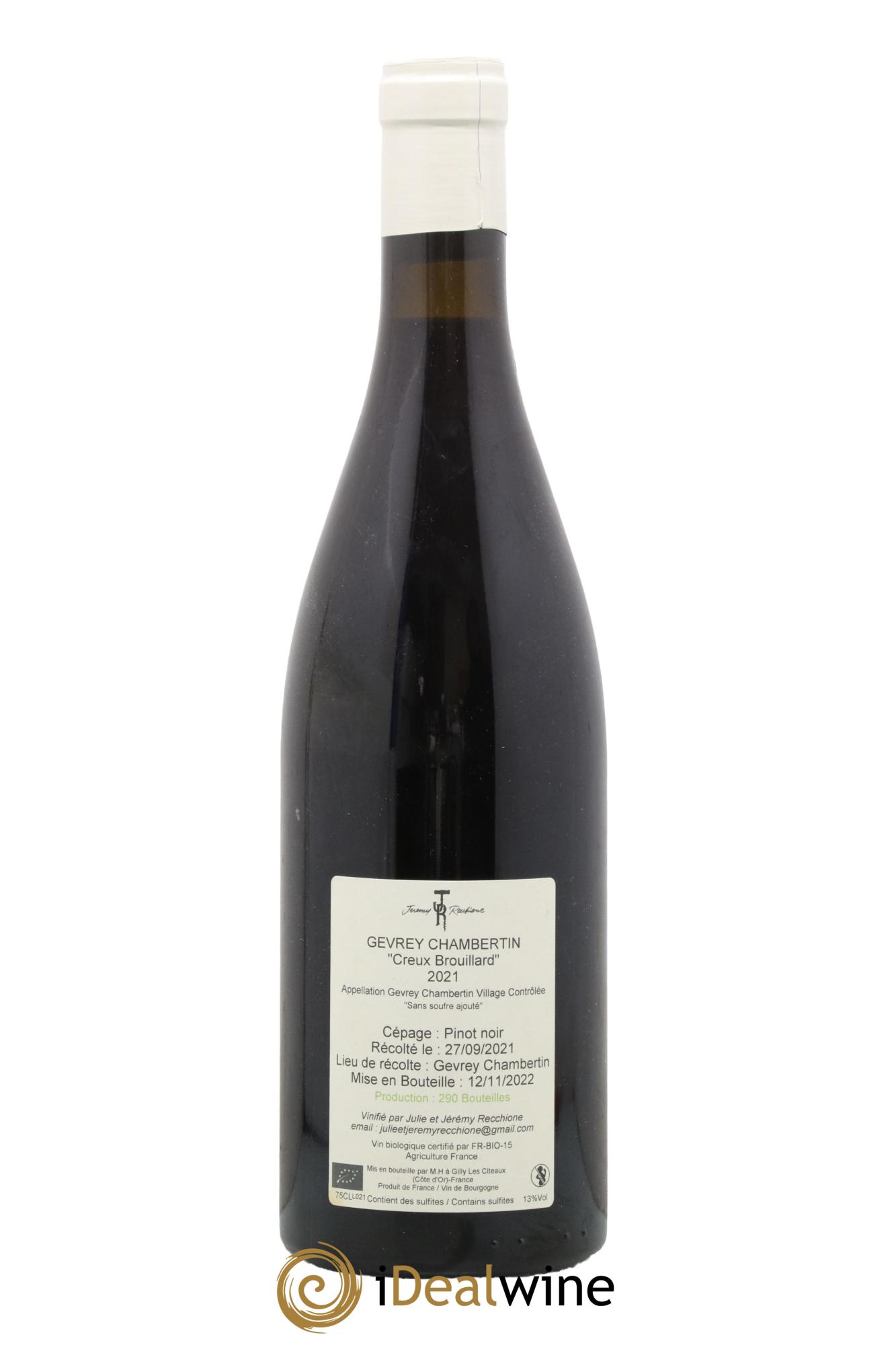 Gevrey-Chambertin  Creux Brouillard Jérémy Recchione 2021 - Posten von 1 Flasche - 1