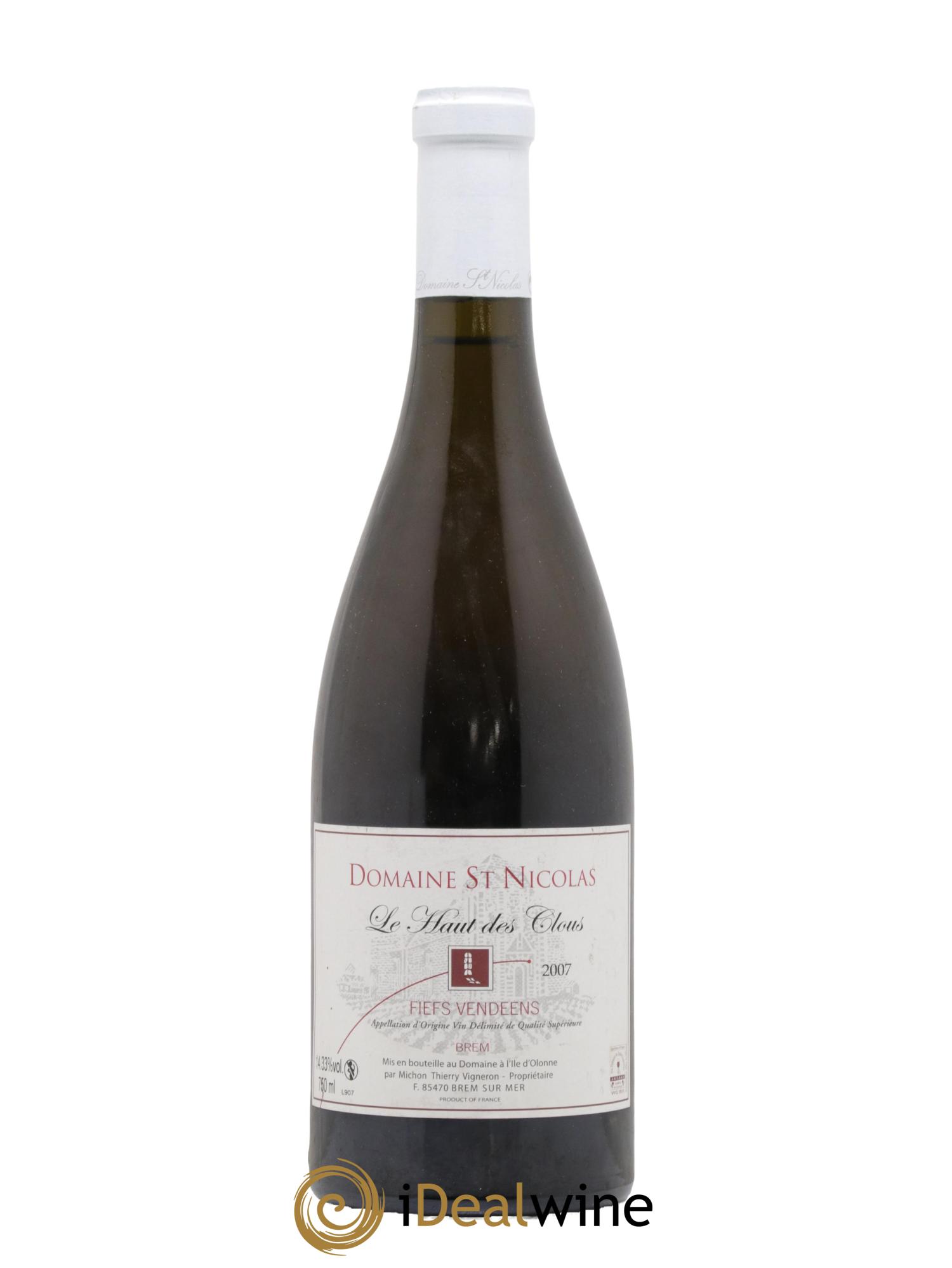 Fiefs Vendéens de Brem Haut des Clous Domaine Saint Nicolas 2007 - Lot de 1 bouteille - 0