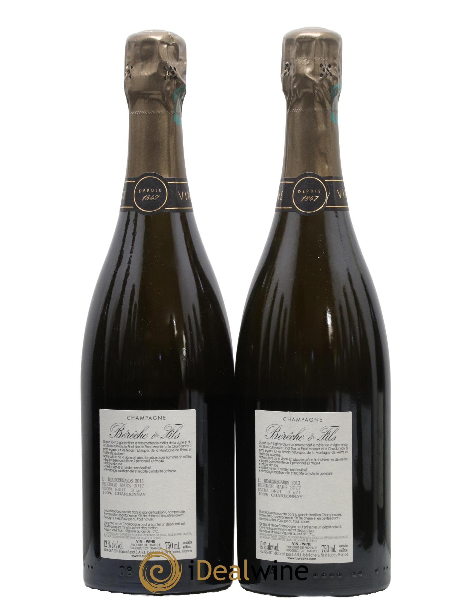 Les Beaux Regards Extra Brut Bérêche et Fils 2013 - Posten von 2 Flaschen - 1