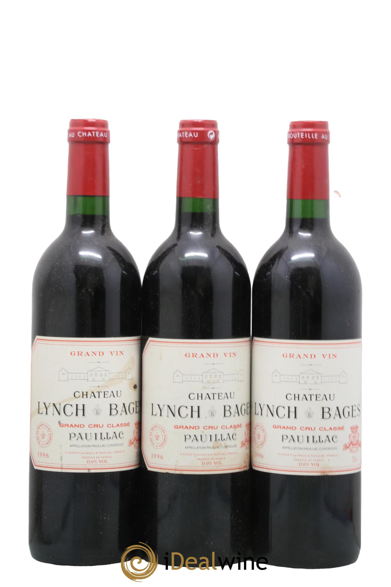 Château Lynch Bages 5ème Grand Cru Classé 1996 - Lot of 3 bottles - 0