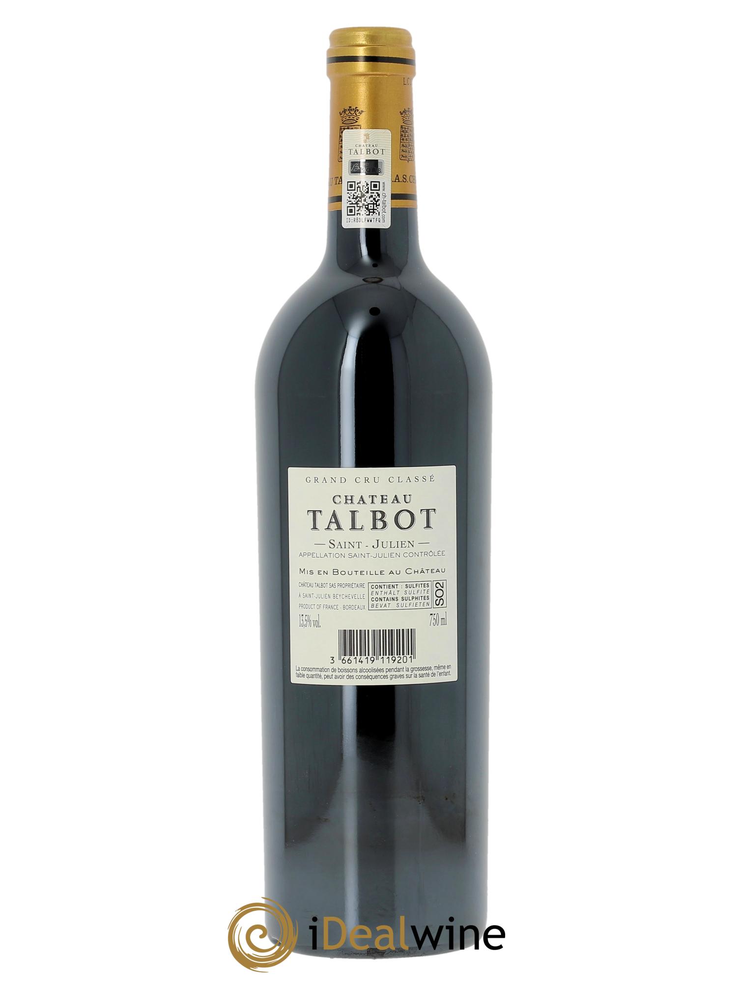 Château Talbot 4ème Grand Cru Classé (CBO a partir de 6 bts) 2019 - Lot de 1 bouteille - 1