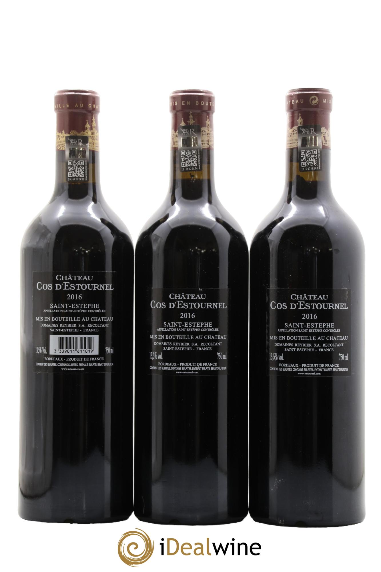 Cos d'Estournel 2ème Grand Cru Classé 2016 - Lot of 3 bottles - 1