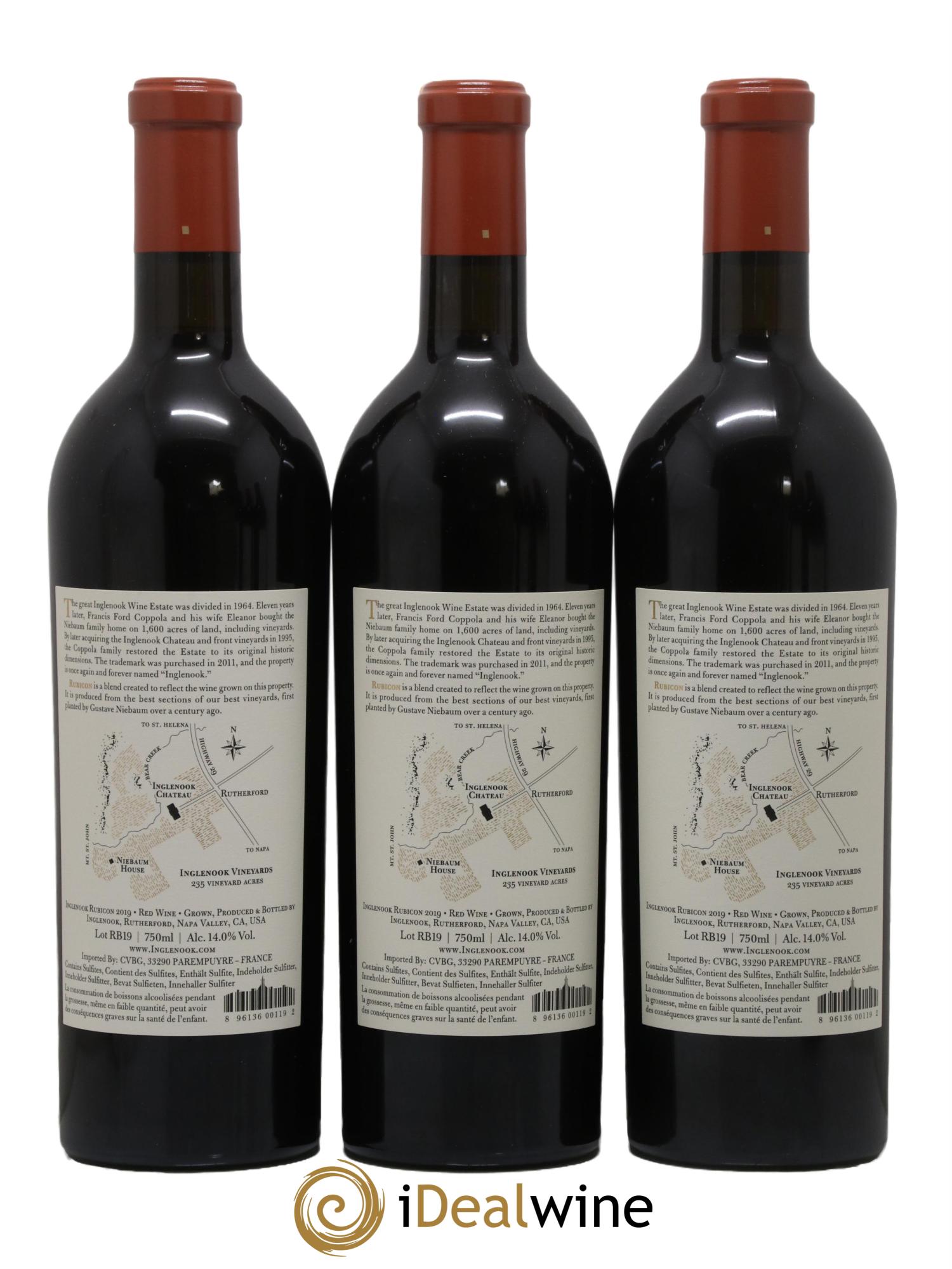 Napa Valley Inglenook Rubicon 2019 - Lot of 3 bottles - 1