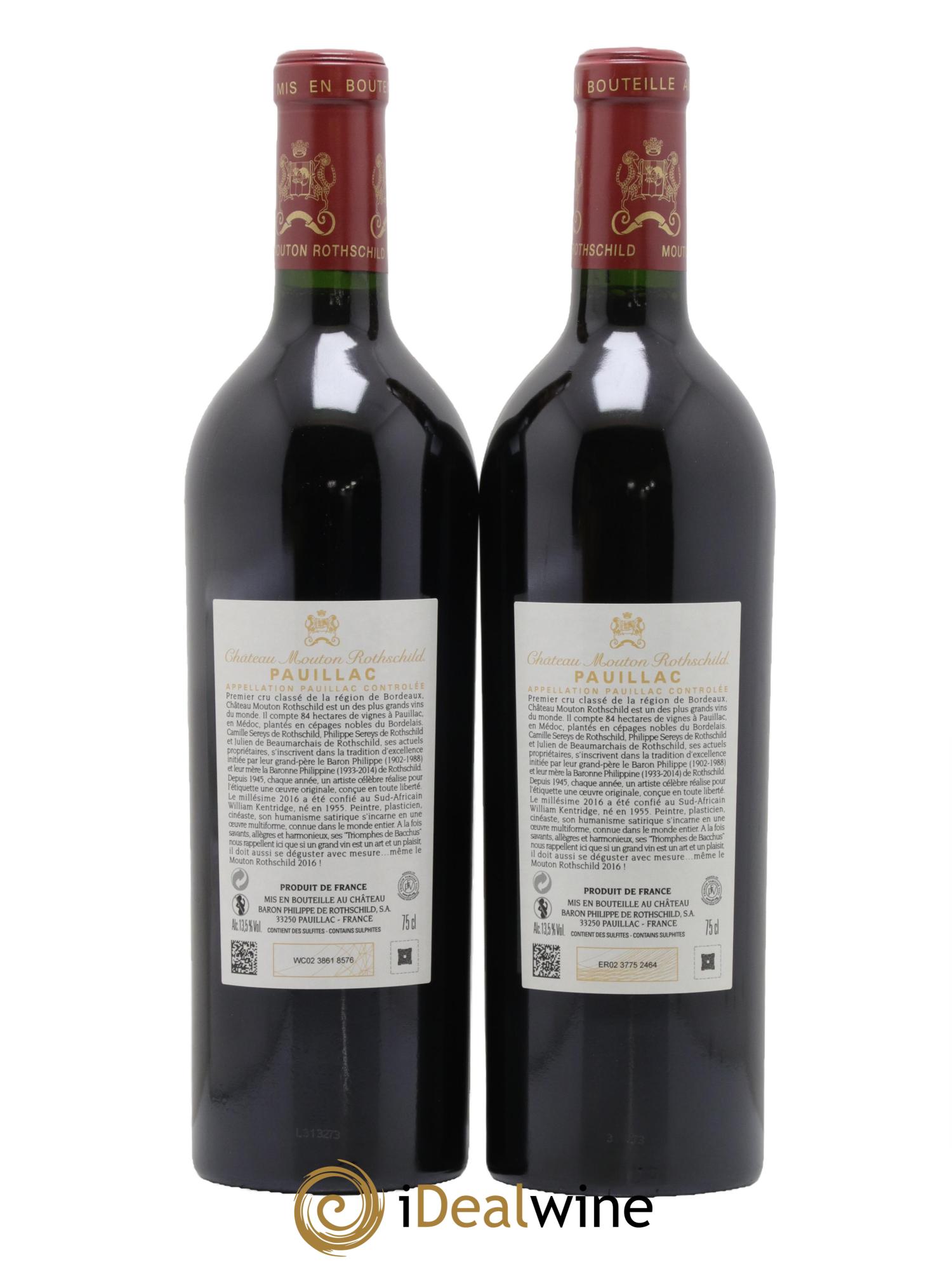 Château Mouton Rothschild 1er Grand Cru Classé 2016 - Lot de 2 bouteilles - 1