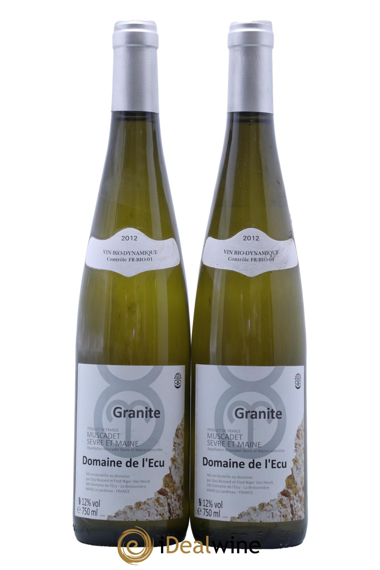 Vin de France (anciennement Muscadet-Sèvre-et-Maine) Expression de Granite Domaine de L'Ecu  2012 - Lot de 2 bouteilles - 0