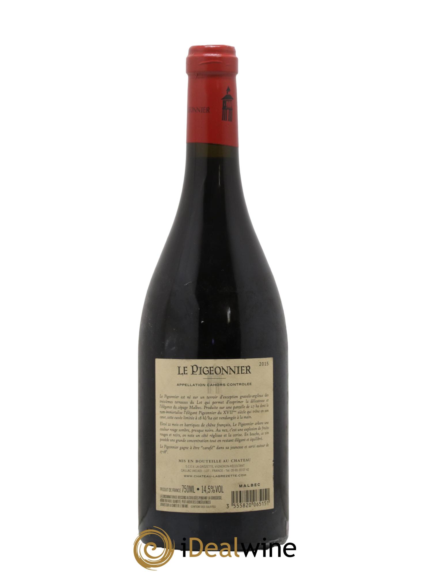 Cahors Château Lagrezette Le Pigeonnier Alain Dominique Perrin 2015 - Lot de 1 bouteille - 1