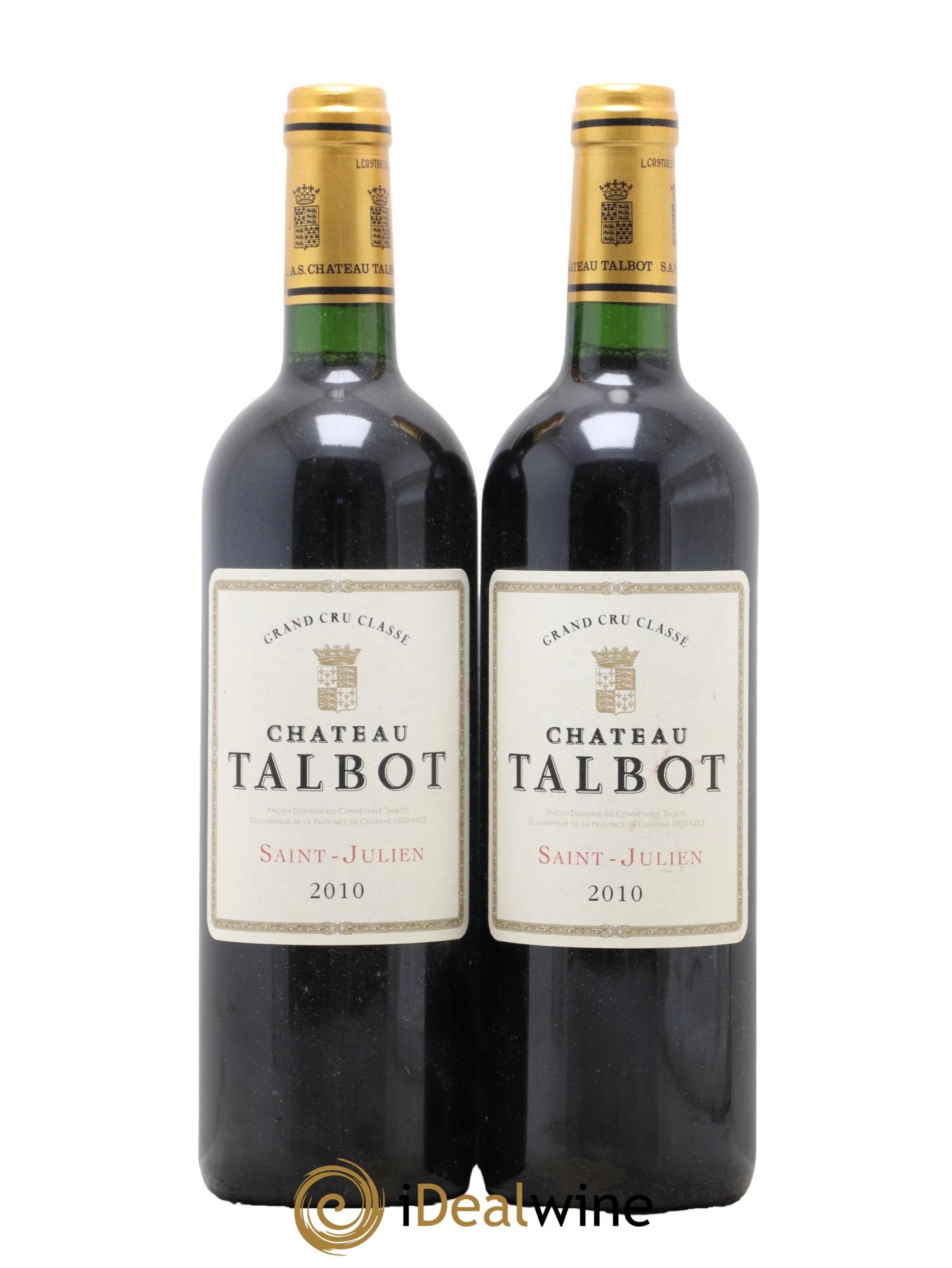 Château Talbot 4ème Grand Cru Classé 2010 - Posten von 2 Flaschen - 0