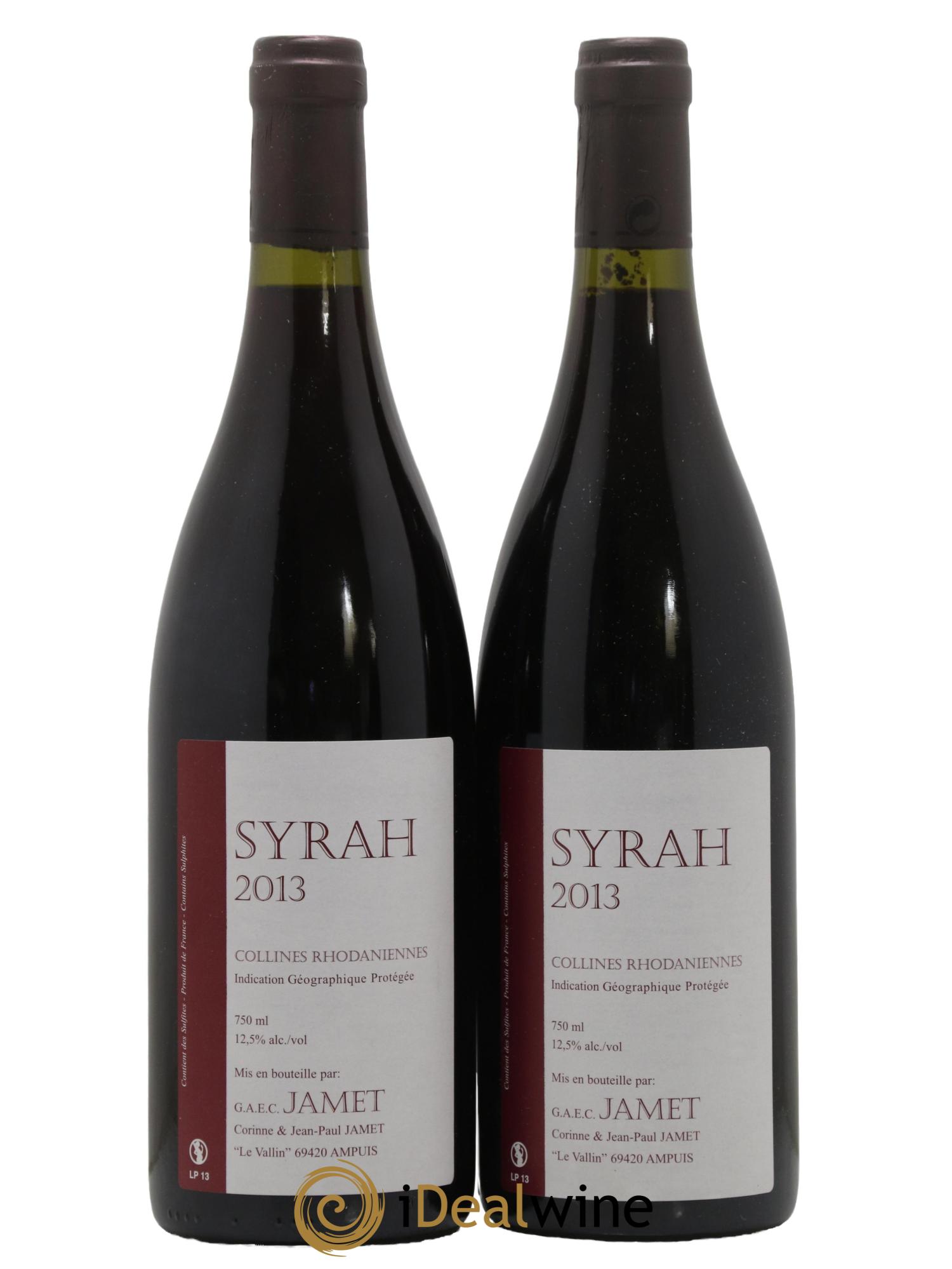 IGP Collines Rhodaniennes Syrah Jamet (Domaine) 2013 - Lotto di 2 bottiglie - 0