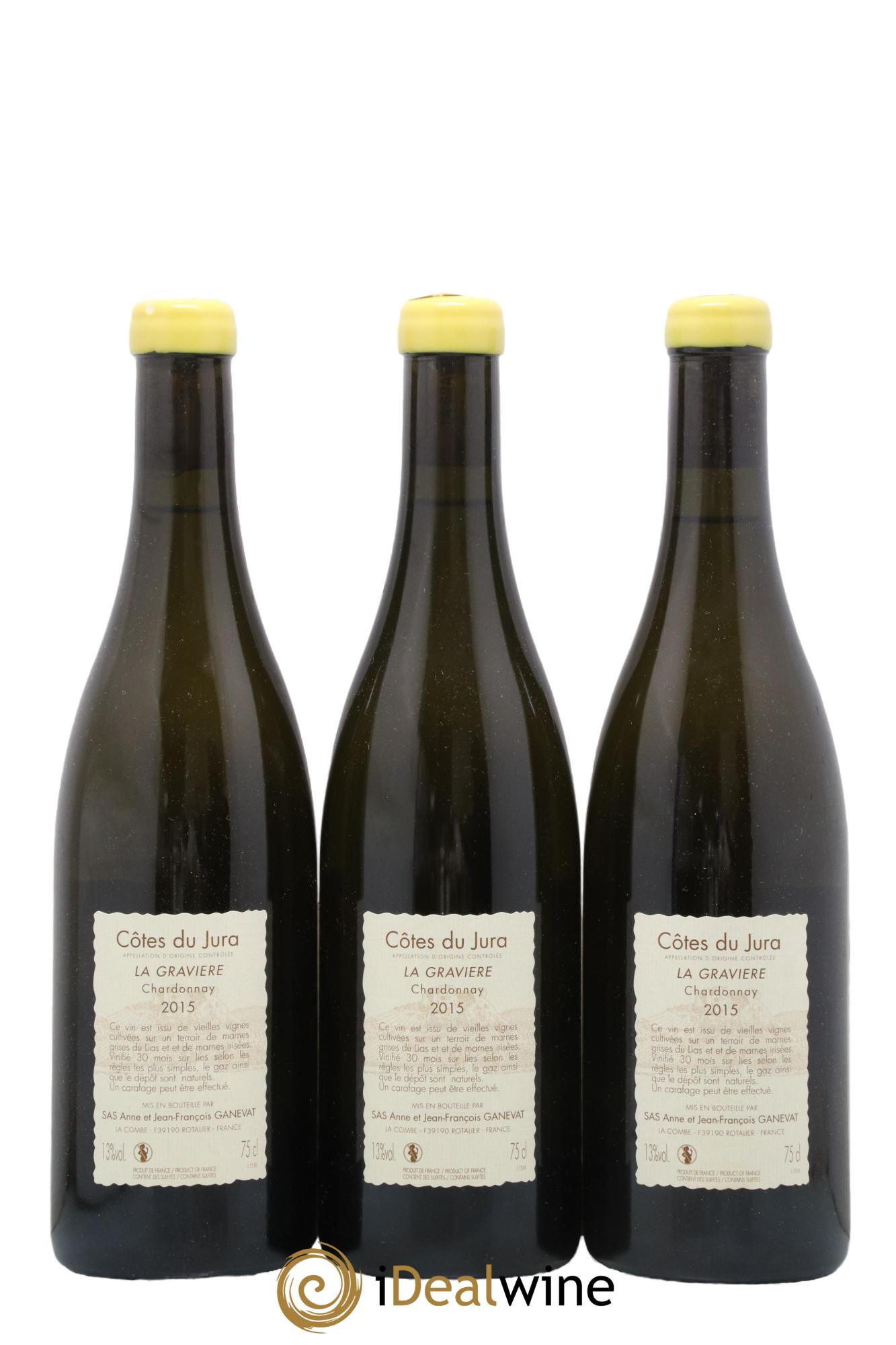 Côtes du Jura La Gravière Anne et Jean François Ganevat 2015 - Lot of 3 bottles - 1