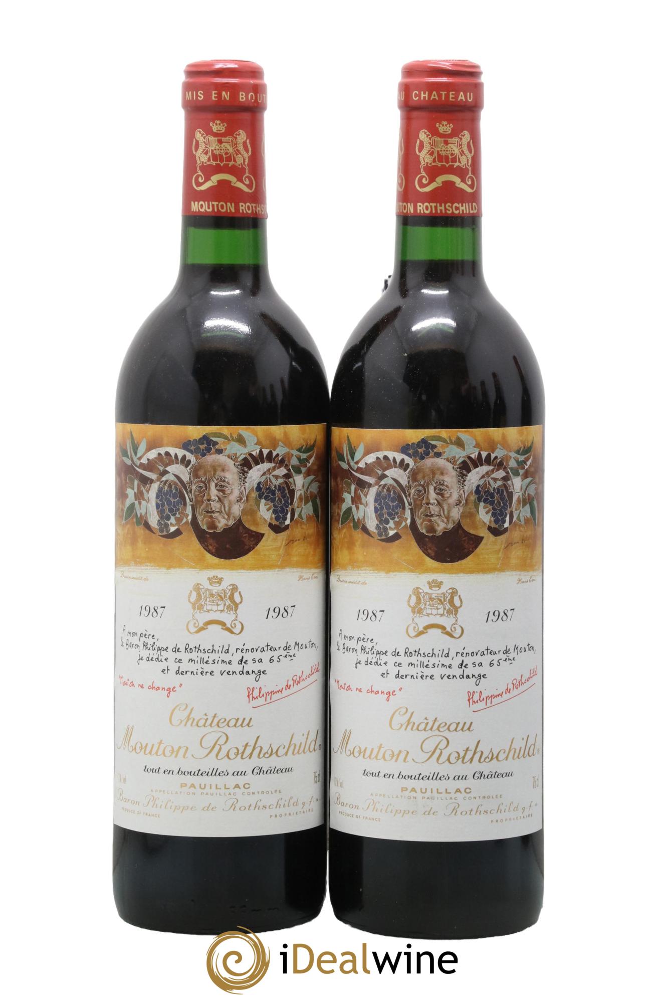 Château Mouton Rothschild 1er Grand Cru Classé 1987 - Lot de 2 bouteilles - 0