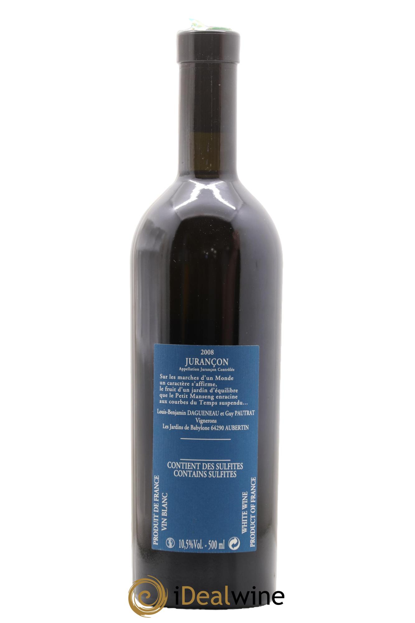 Vin de France (anciennement Jurançon) Jardins de Babylone Didier Dagueneau  2008 - Lot of 1 500ml format  - 1