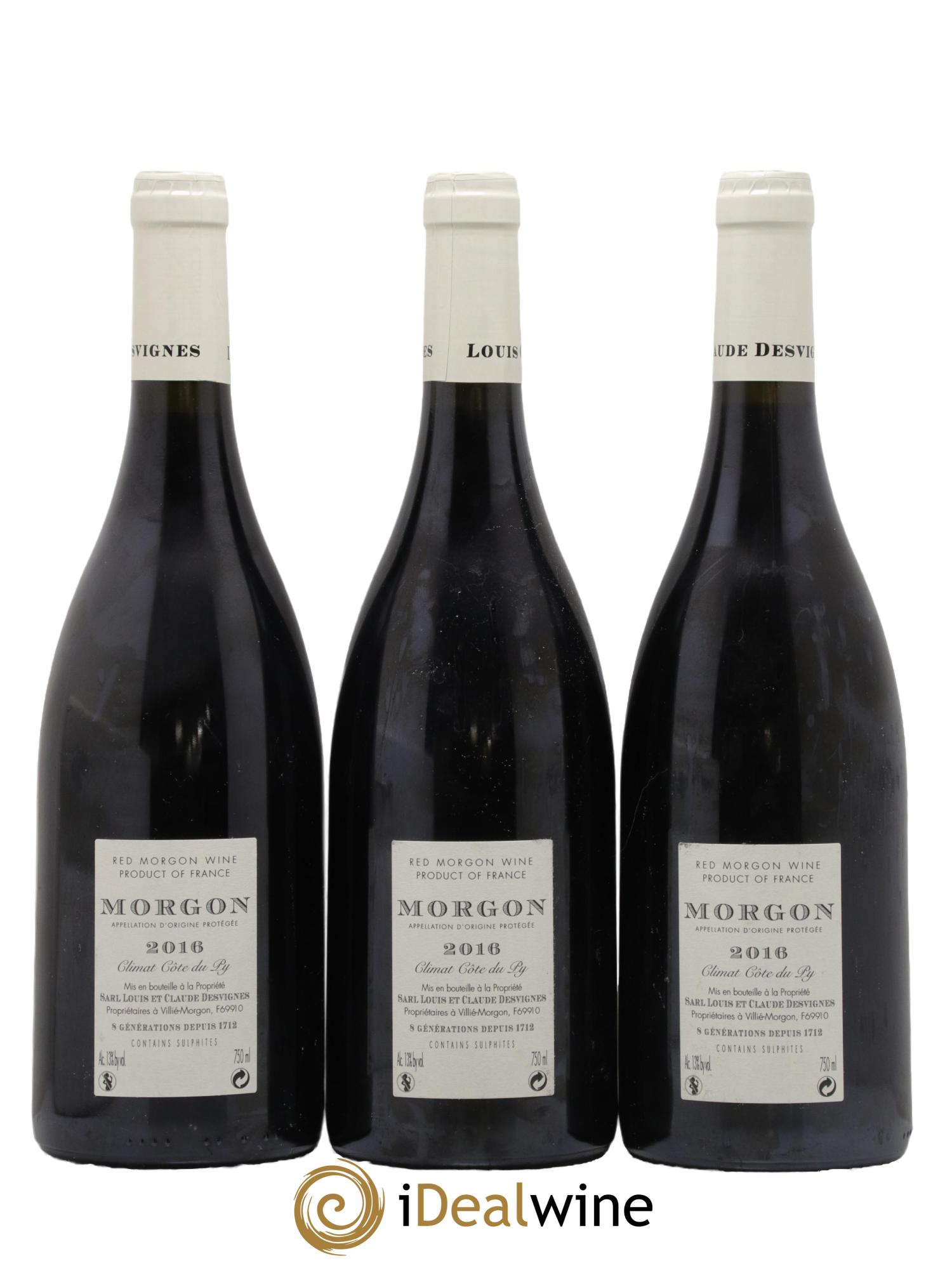 Morgon Côte de Py Javernières Louis-Claude Desvignes 2016 - Lot of 3 bottles - 1