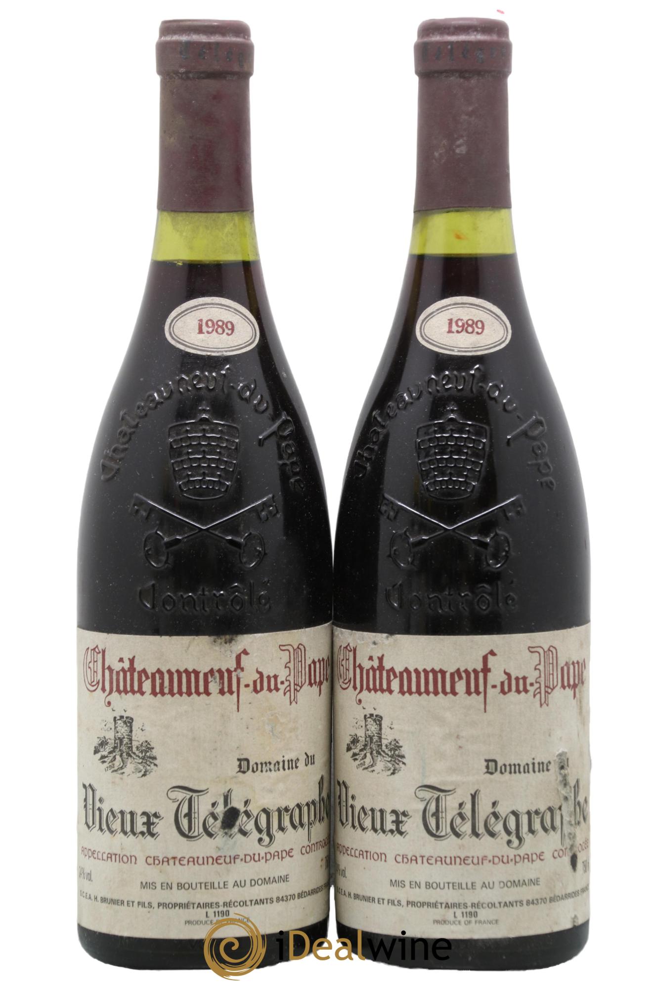 Châteauneuf-du-Pape Vieux Télégraphe (Domaine du) Vignobles Brunier  1989 - Lotto di 2 bottiglie - 0