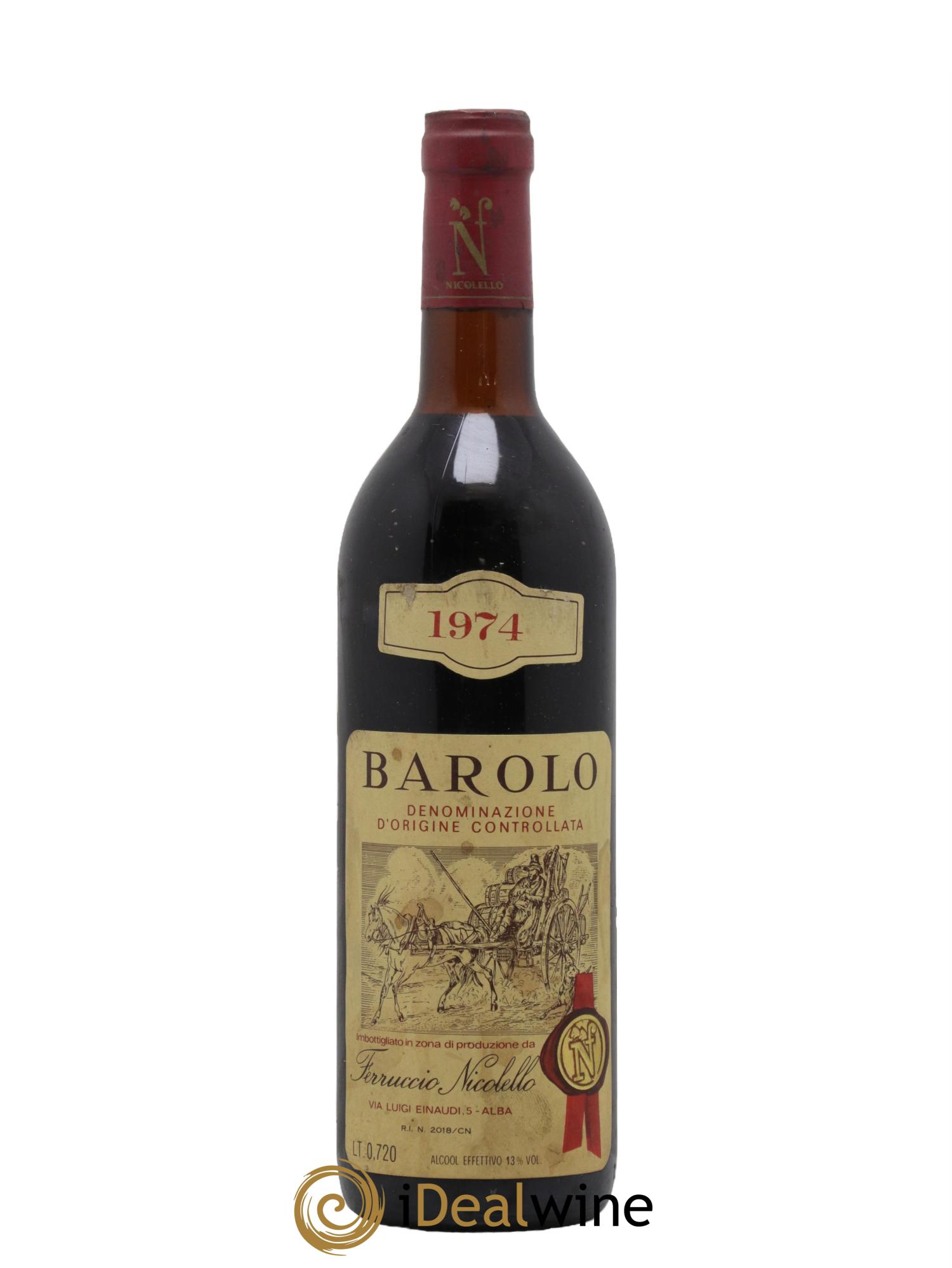 Barolo DOCG Ferruccio Nicolello 1974 - Lot de 1 bouteille - 0