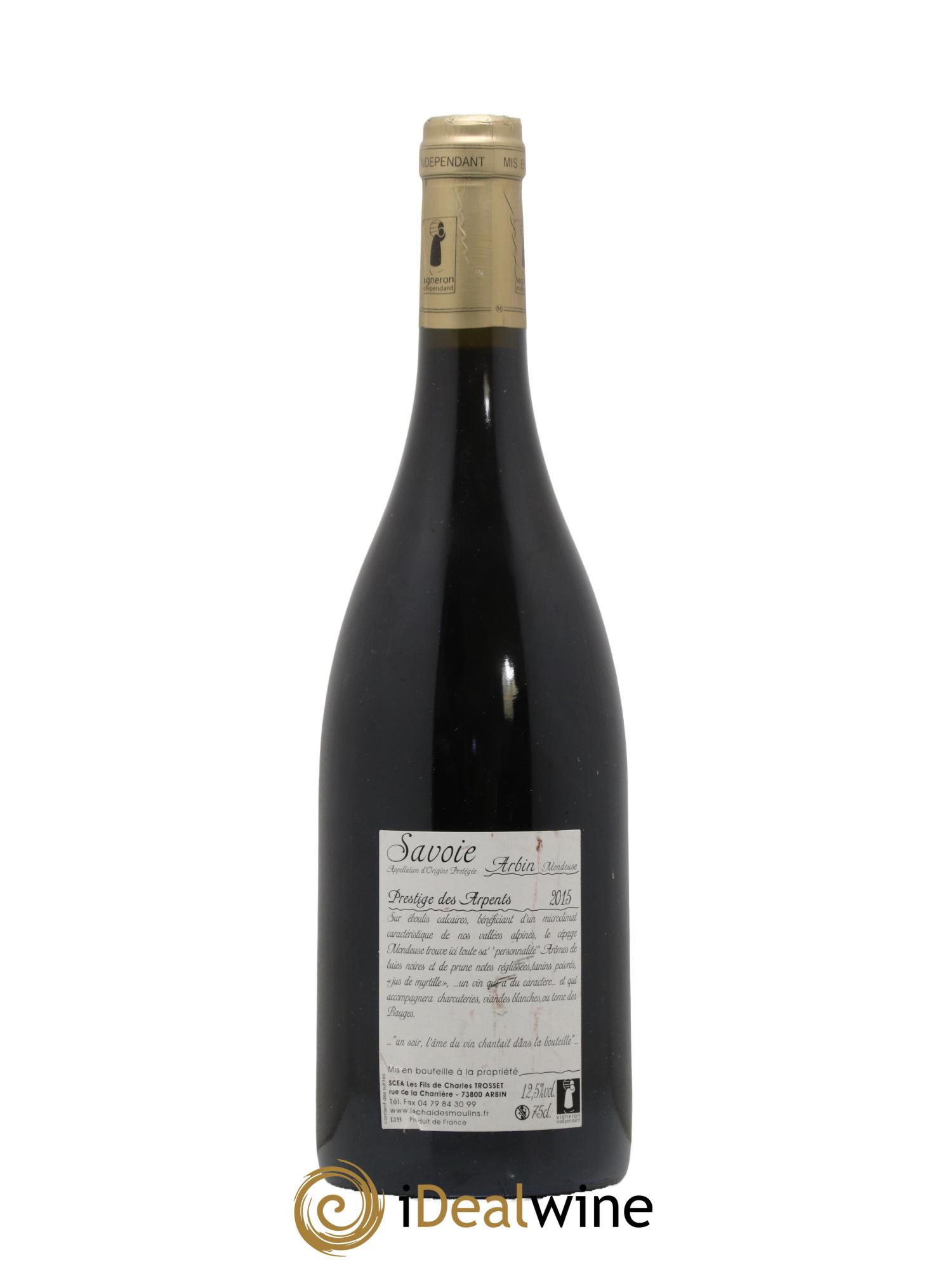 Vin de Savoie Arbin Mondeuse Prestige des Arpents Trosset 2015 - Posten von 1 Flasche - 1