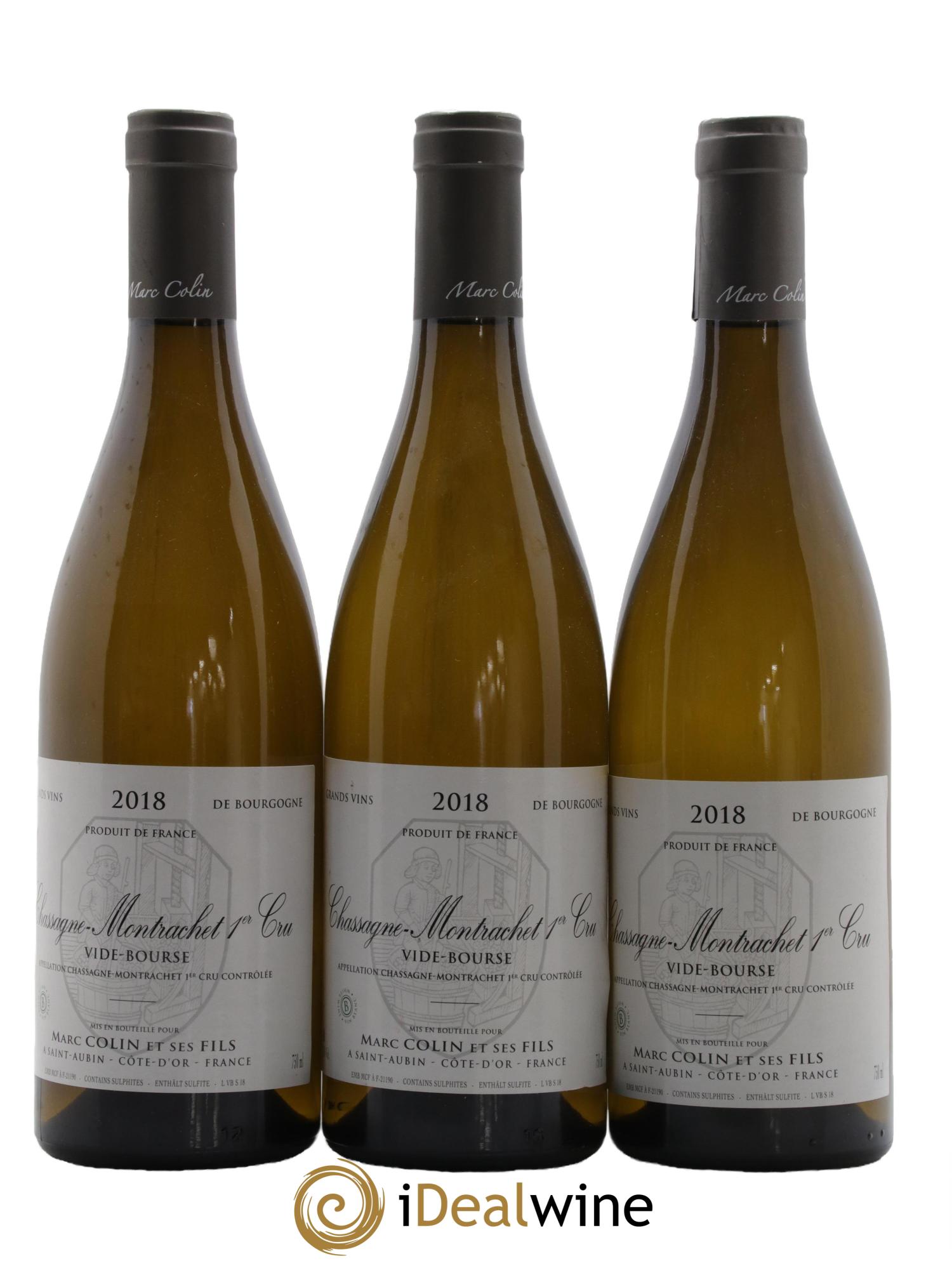 Chassagne-Montrachet 1er Cru Les Vide-Bourses Marc Colin & Fils 2018 - Posten von 3 Flaschen - 0